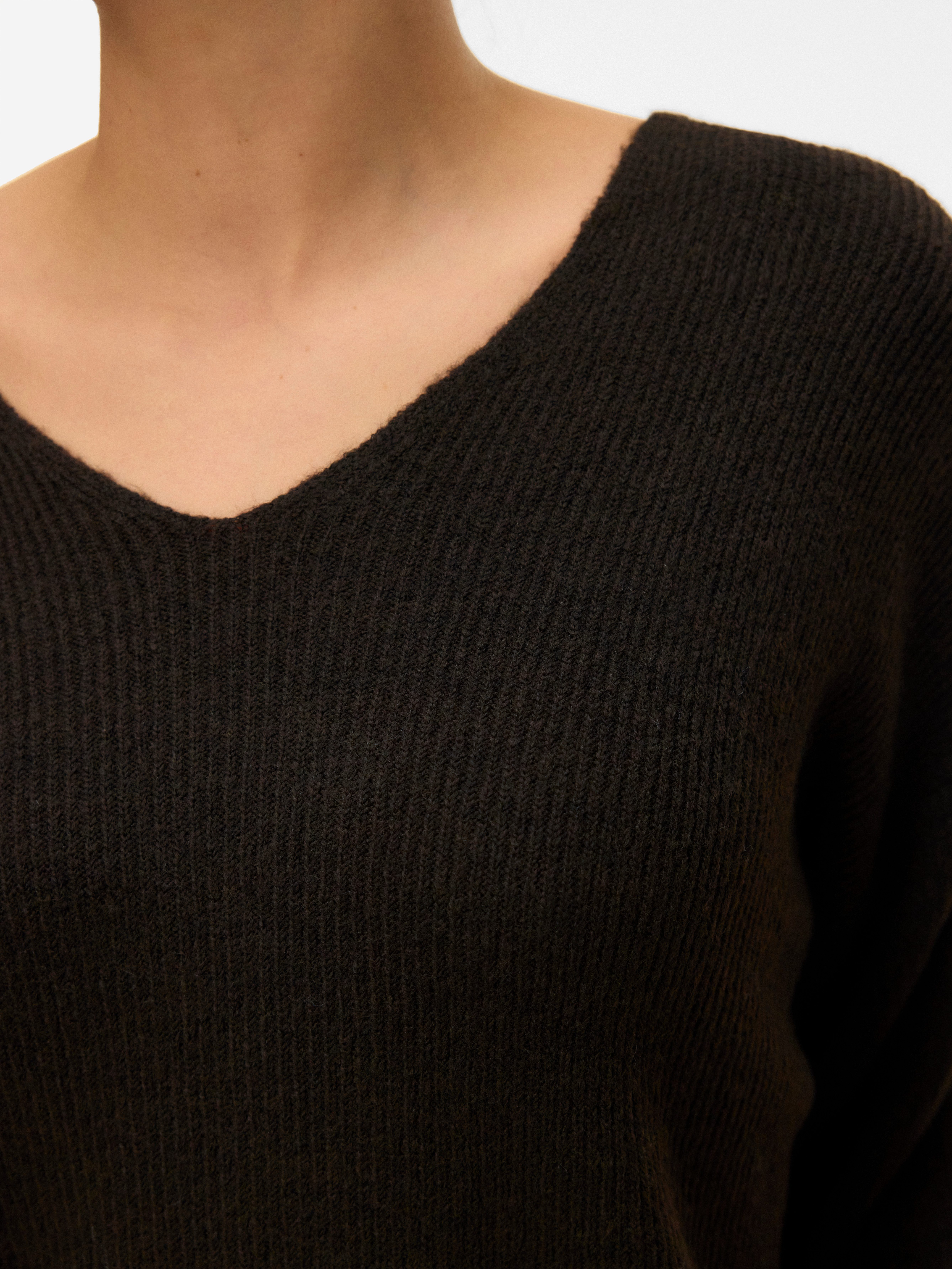 Vero Moda V-Ausschnitt-Pullover VMCREWLEFILE LS V-NECK BLOUSE NOOS Materialmix, loose fit