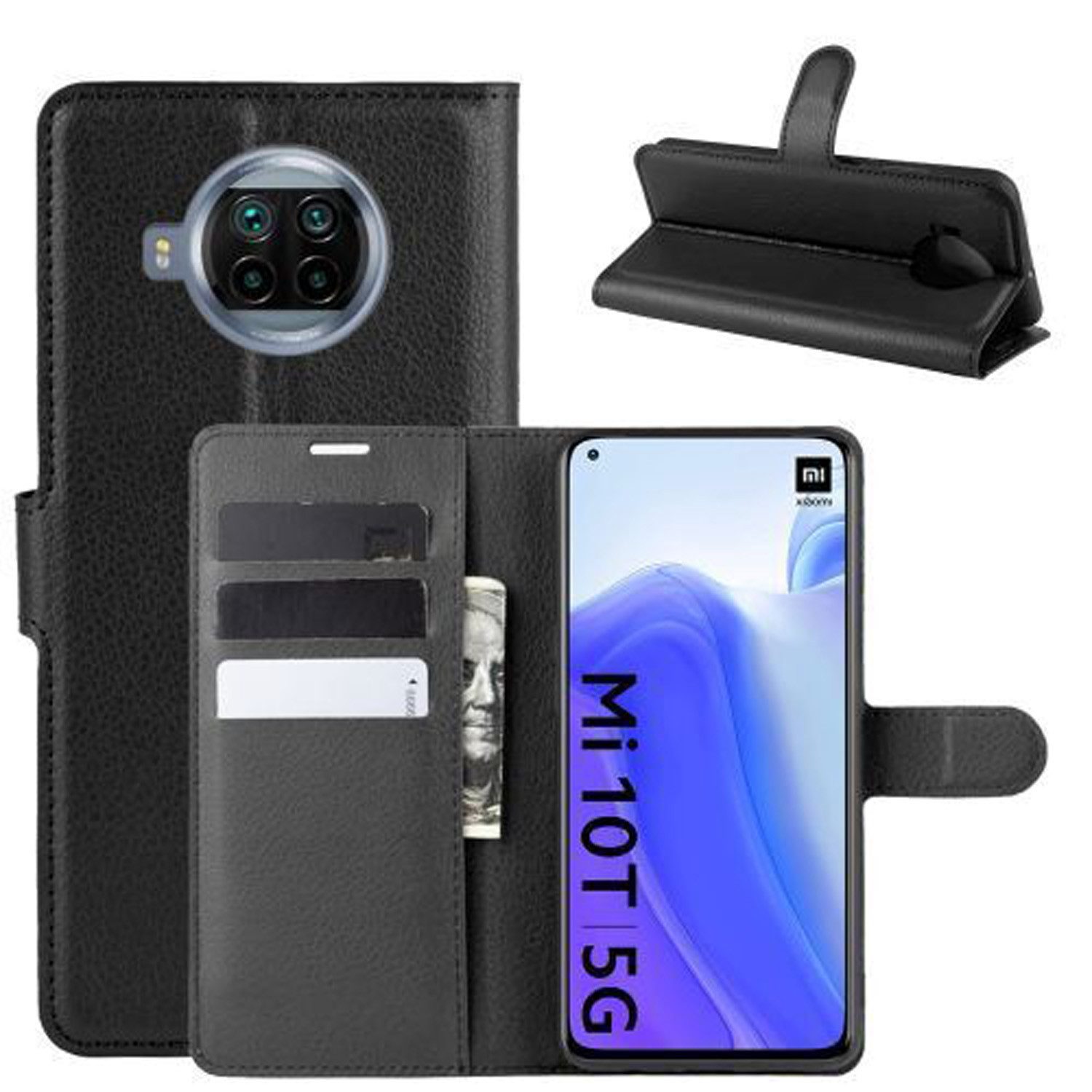 betterfon Handyhülle Handytasche für Xiaomi Klapphülle Flip Case Schwarz, 3 Kartenfächer, Magnetverschluss & Standfunktion im Lederlook