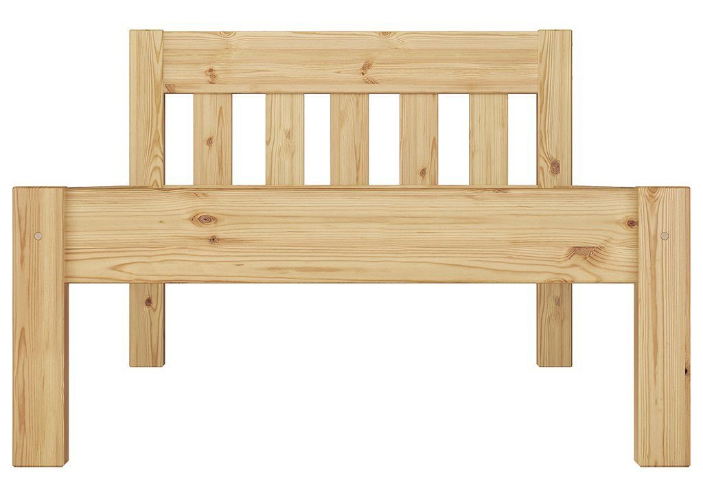 ERST-HOLZ Bett Bettgestell Kiefer massiv, Kieferfarblos 80x200, stabil schmal lackiert und