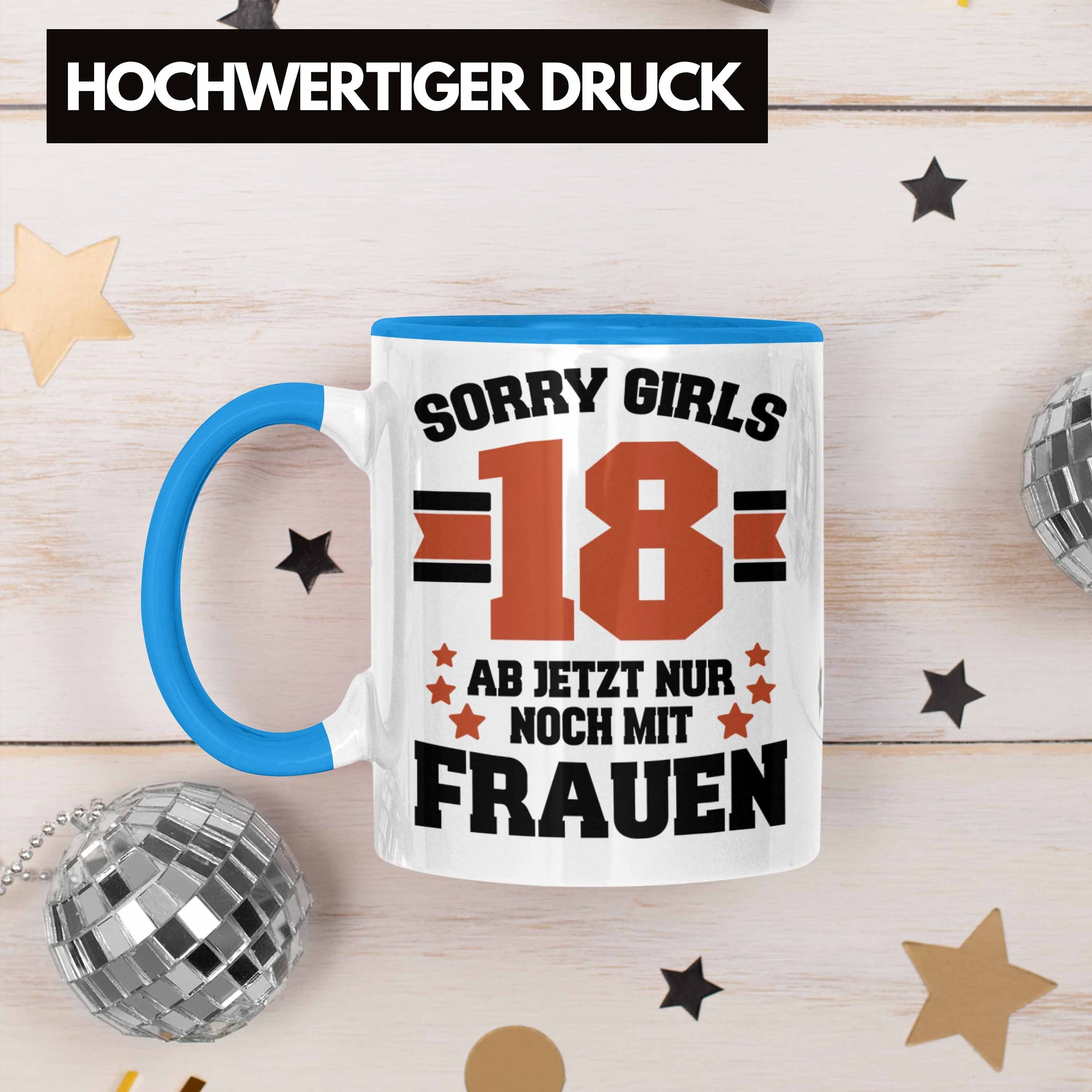 Trendation Geschenk Geburtstag Spruch Jungs - Mann Trendation Lustiger 18. Tasse Geburtstagsgeschenk Jungen 18er Blau