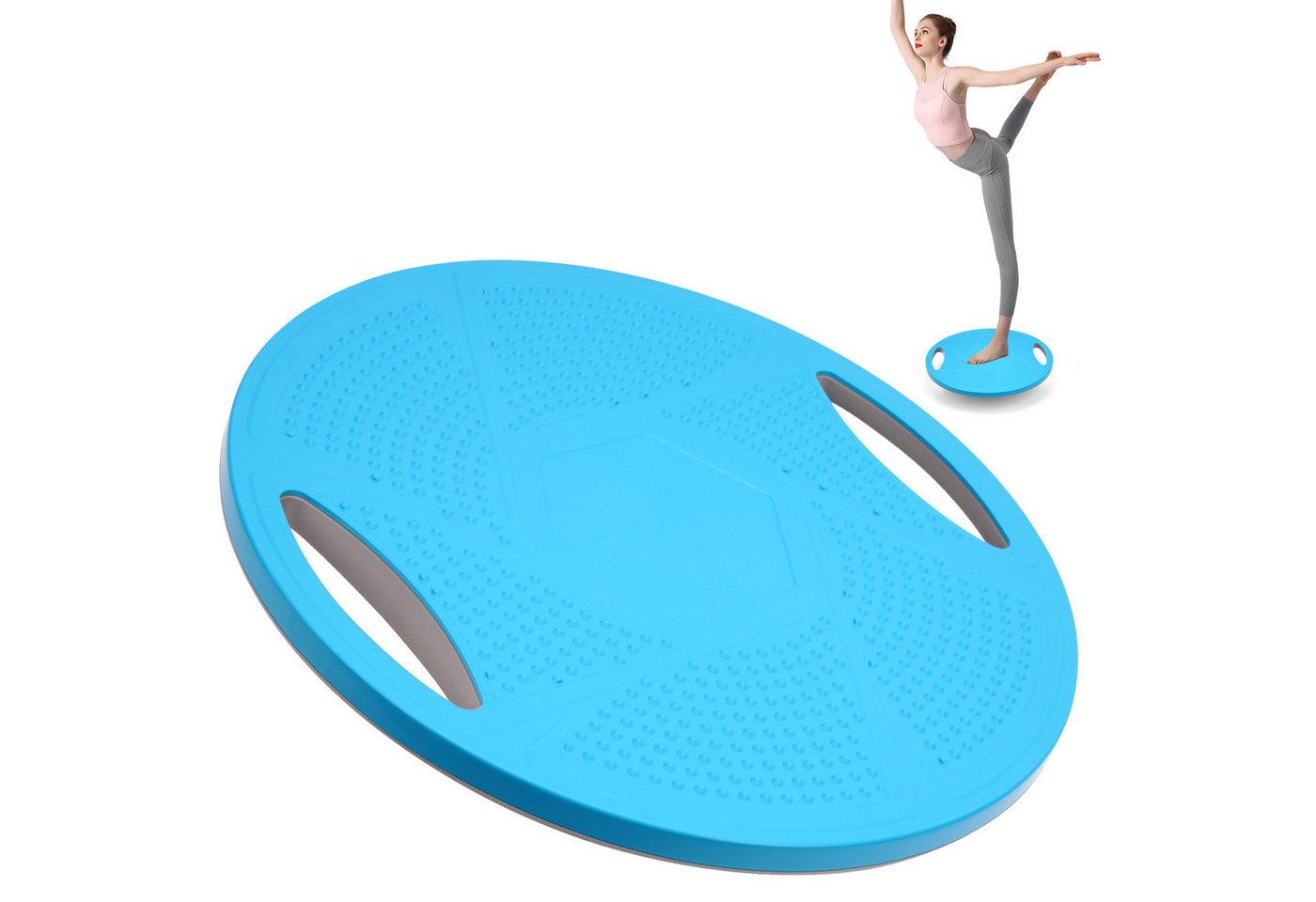 OSTWOLKE Balanceboard Wackelbrett Balance Pad mit Griffen Gleichgewichtstrainer Ø42cm, Rutschfester Oberfläche, max. 150 KG, ideal für Gleichgewichtstraining