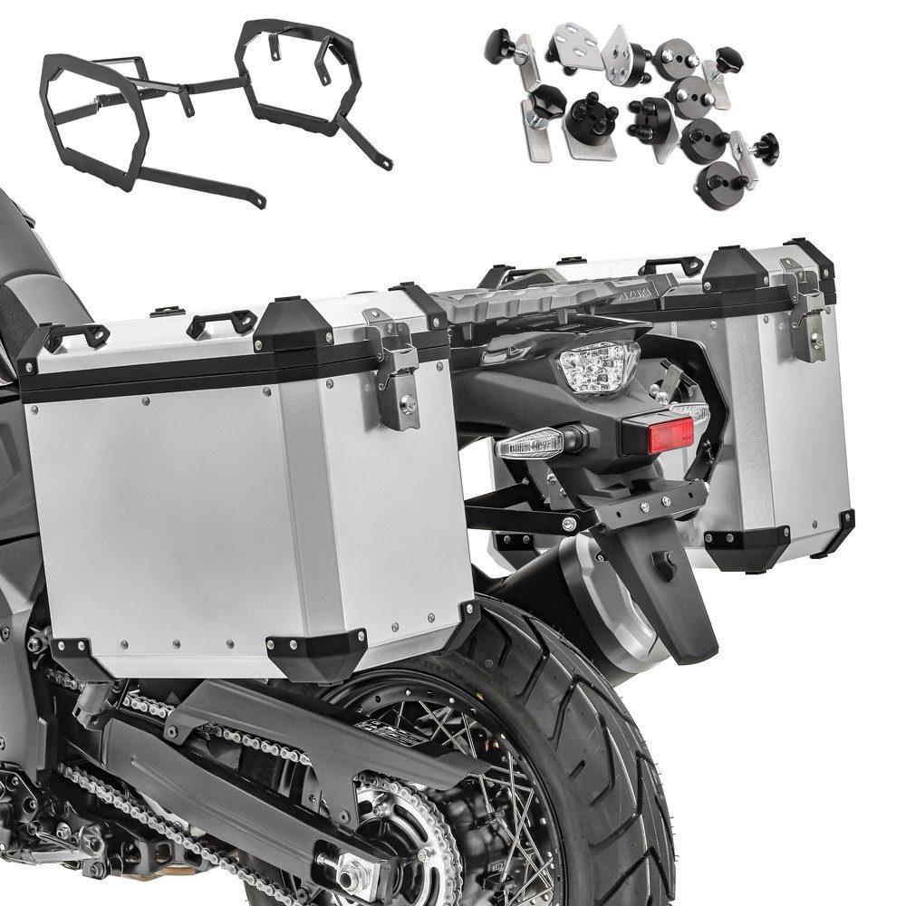 Bagtecs Kofferset Alu-Koffer + Kofferträger für KTM 1190 Adventure / R 13-16 GX45 silber