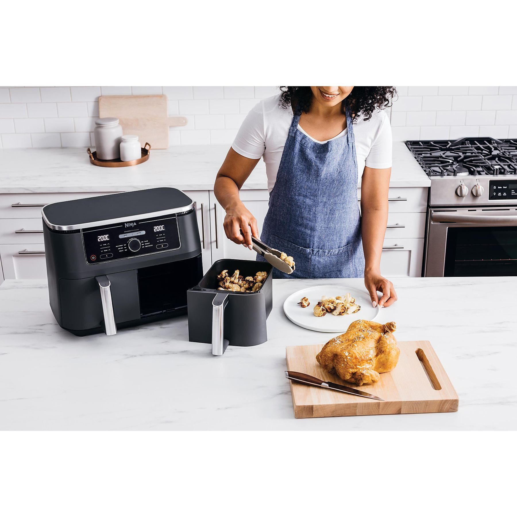 NINJA Heißluftfritteuse Foodi AF400EU Dual Zone Airfryer, 2470 W, mit 6 Programmen, 9,5 L für bis 8 Personen