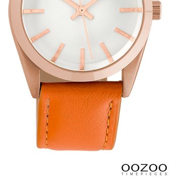 OOZOO Quarzuhr Oozoo Damen Armbanduhr Timepieces Analog, (Analoguhr), Damenuhr rund, mittel (ca. 33mm) Lederarmband, Fashion-Style