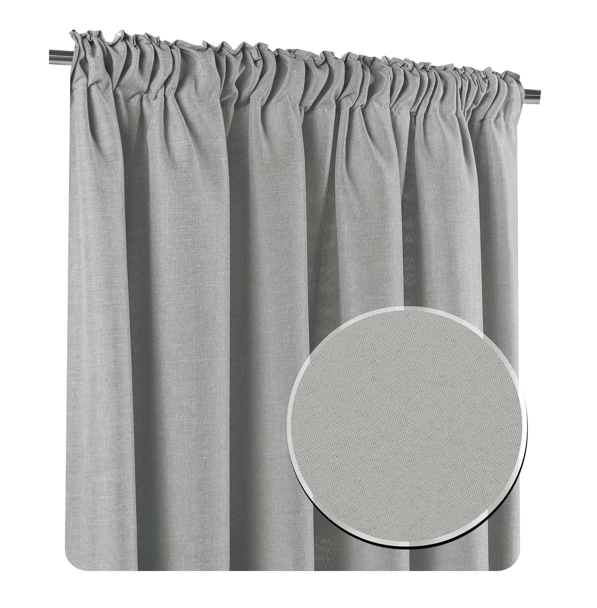 Silber blickdicht cm Grau Haus (2 und 140x245 Deko, Kräuselband Struktur Set Vorhang Kräuselband St), Leinenoptik, blickdicht, Polyester 2er Gardine