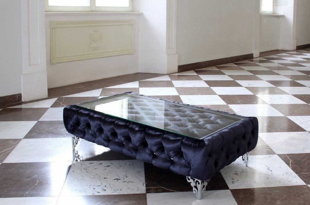 Xlmoebel Couchtisch Chesterfield-Leder-Couchtisch mit eleganter Glasplatte (Chesterfield Couchtisch London), Hergestellt in Europa