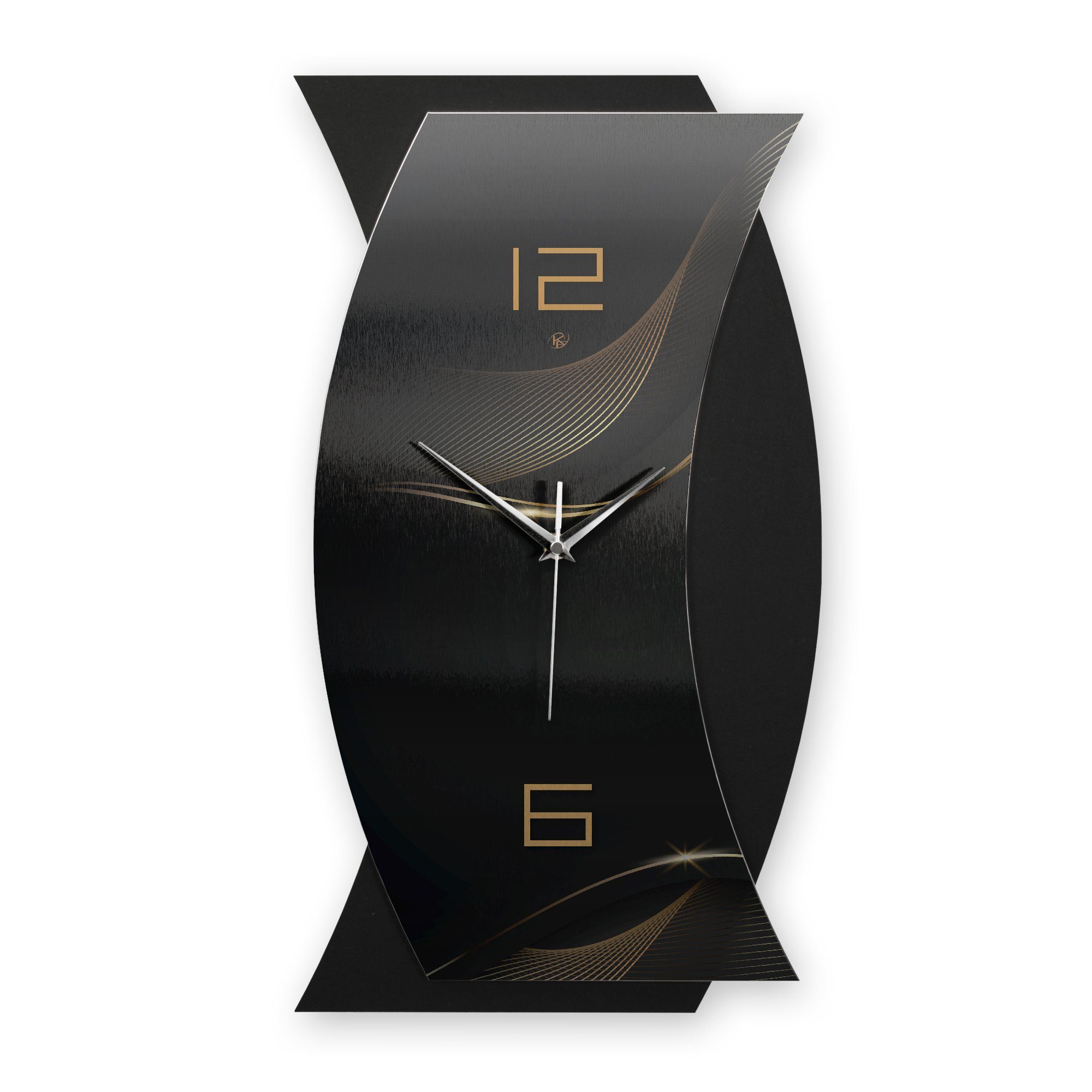 Kreative Feder Wanduhr 3D Designer-WANDUHR Dark Waves (ohne Ticken; Funk- oder Quarzuhrwerk; elegant, außergewöhnlich, modern)