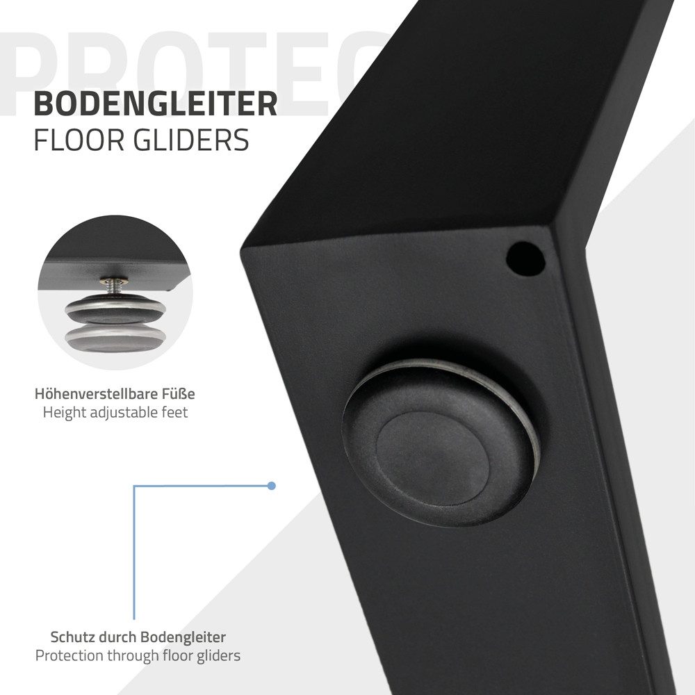 ECD Germany Tischbein 2x Tischkufen aus Vierkantprofilen aus pulverbeschichtetem Stahl, Tischgestell Bankkufen modernes Industriedesign Möbelfüße aus Metall – Bild 5 von 5