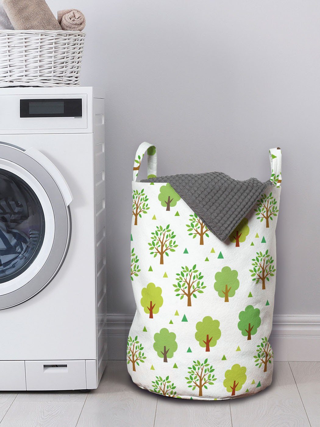 Abakuhaus Wäschesäckchen Wäschekorb mit Kordelzugverschluss Waschsalons, Sommersaison in Bäume für Griffen Botanisch