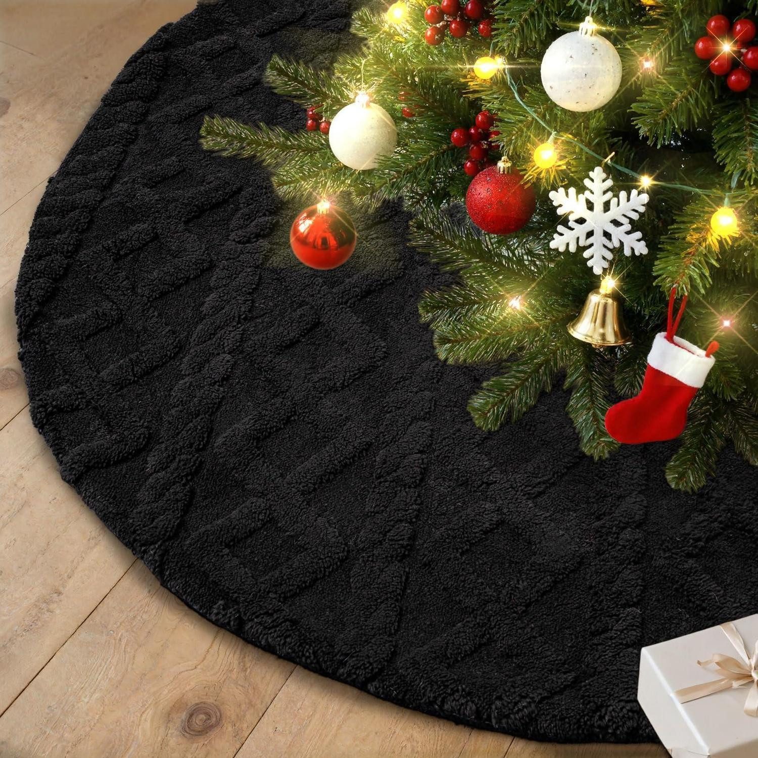 LuxusKollektion Christbaumständer Weihnachtsbaumdecke 40cm rund schwarz