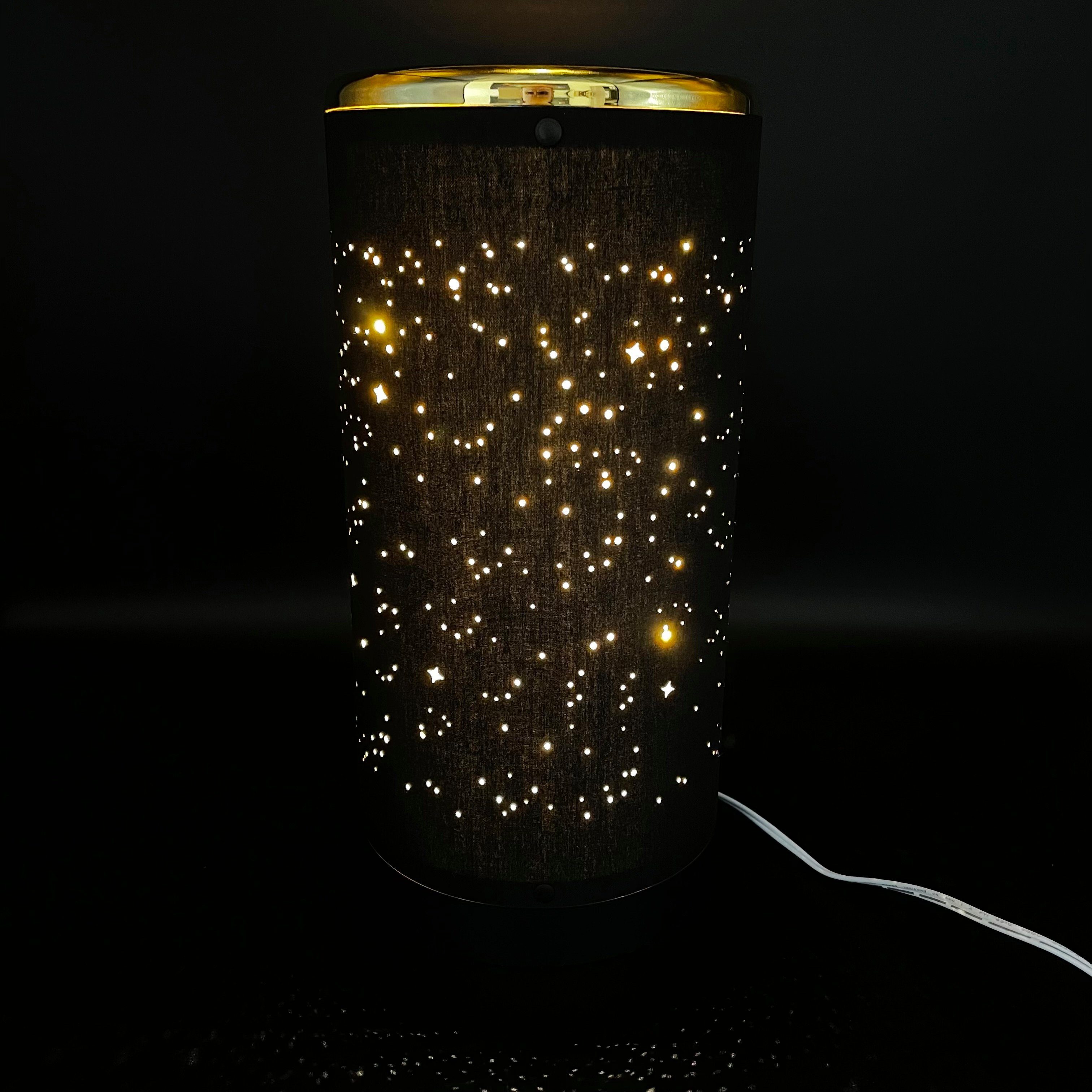 Online-Fuchs LED Tischleuchte mit Sternen und 30 LED´s in SCHWARZ Stimmungslicht Stehleuchte, LED fest integriert, ca. 27 cm hoch