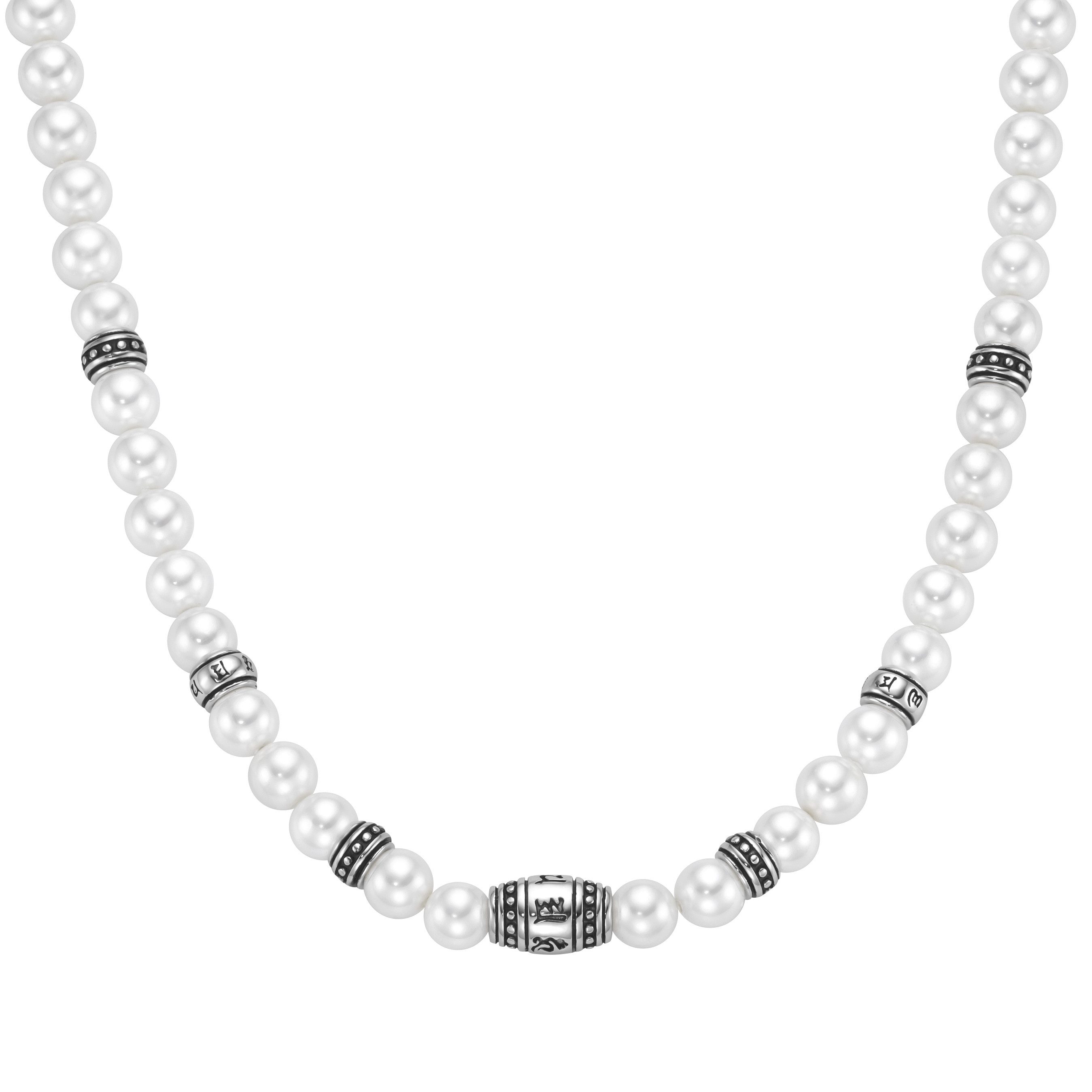 GIORGIO MARTELLO MILANO Collier mit weißen Muschelkern-Perlen, Silber 925