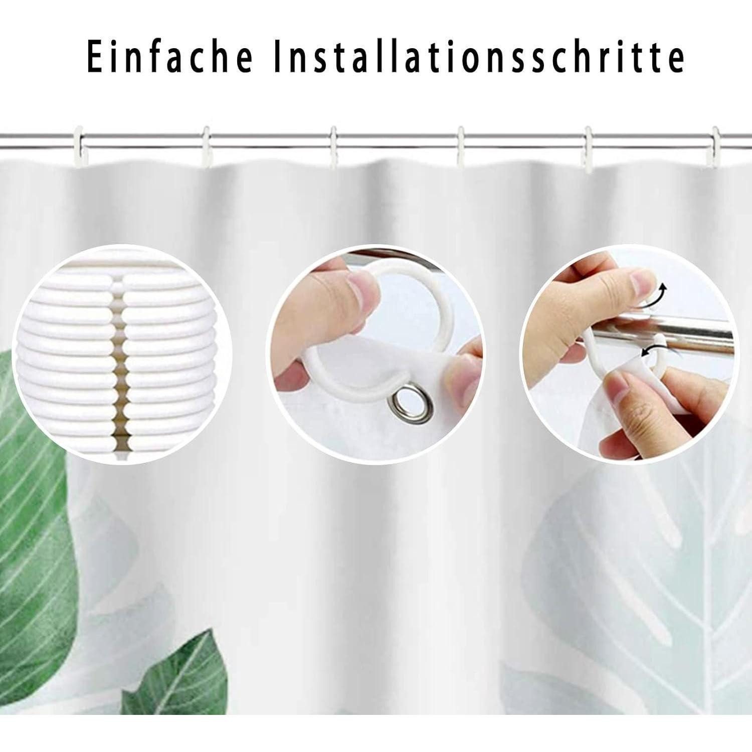 WONGS BEDDING Duschvorhang Duschvorhang 180x200 Anti-Schimmel grüne Blätter Polyester wasserdicht