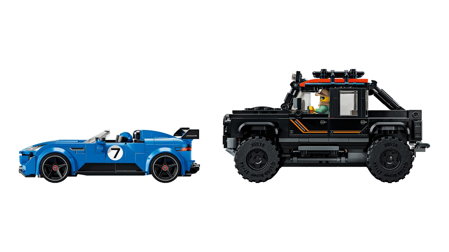 LEGO® Speed Champions 77264 Jaguar Project 7 & Land Rover Defender Spielbausteine, (Set, 740 St., Set)