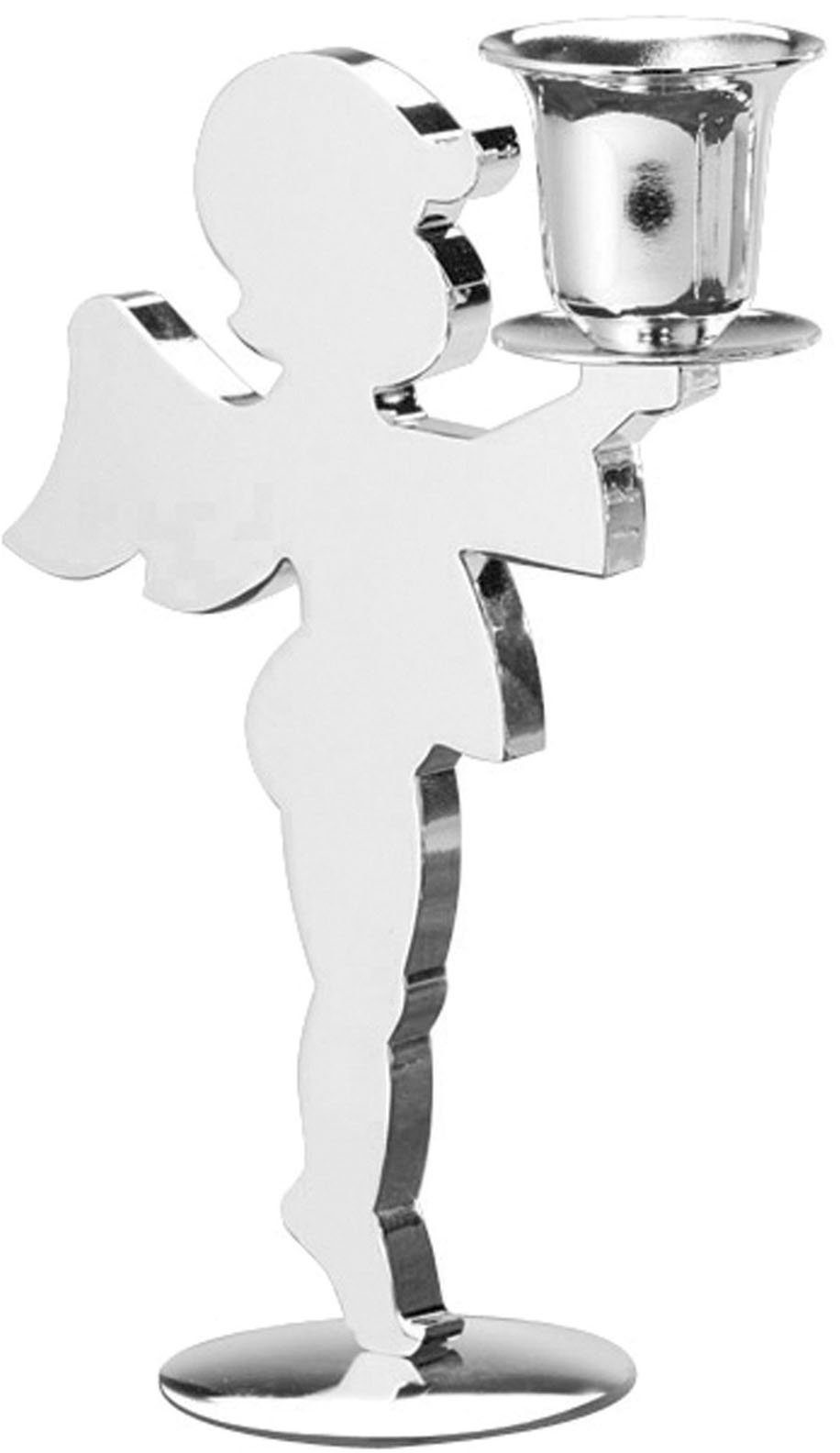 Fink Kerzenhalter MINI HOLYDOLLY, Stabkerzenhalter aus Edelstahl (1 St),  Deko-Engel, Weihnachtsdeko, Höhe ca. 12,5 cm, Engelfigur, Dekofigur, In  traditioneller Handarbeit gefertigt