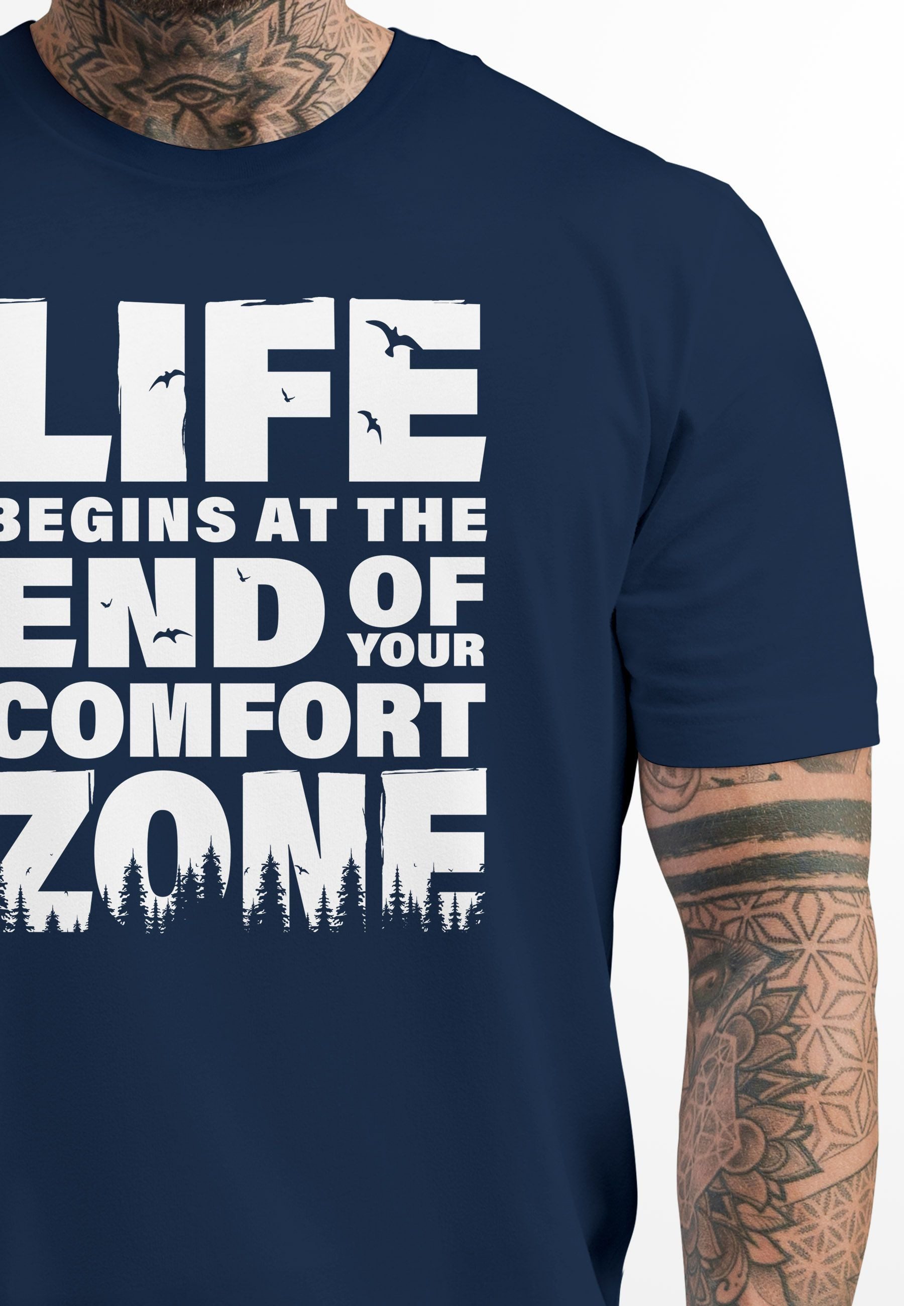 Neverless Print-Shirt Herren T-Shirt Life begins günstig online kaufen