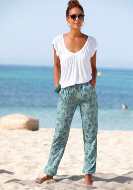 Vivance Jerseyhose mit Blümchendruck und Taschen, elastischer Bund, Strandhose