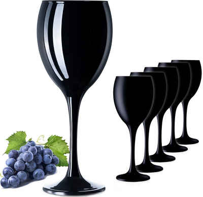 PLATINUX Weinglas »Schwarze Weingläser«, Glas, Set 6 Teilig 130ml (max. 320ml) Wasserglas Getränkeglas Weißweingläser Trinkglas