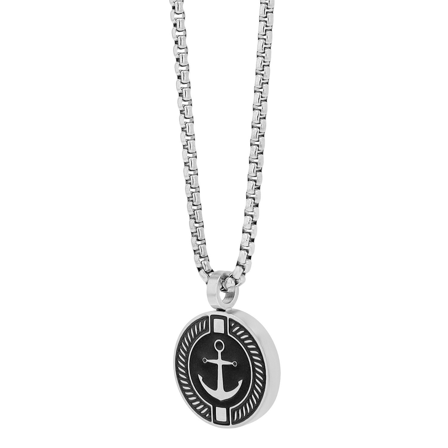 KARMA Kette mit Anhänger Venezianerhalskette Anker Silber Schwarz Herrenhal günstig online kaufen