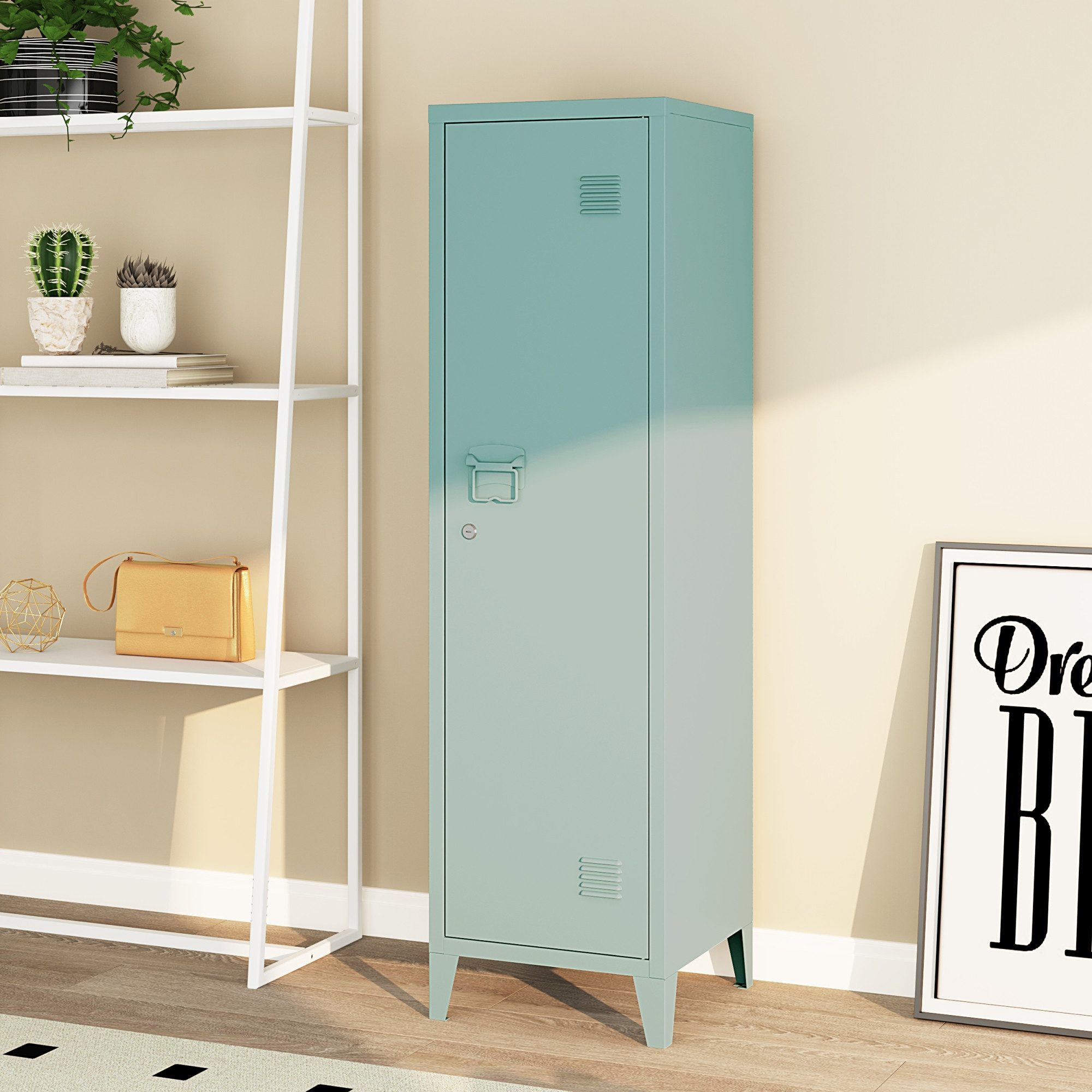 en.casa Spind »Kurikka« Einzelspind 137x38x38cm abschließbar Stahl Graublau