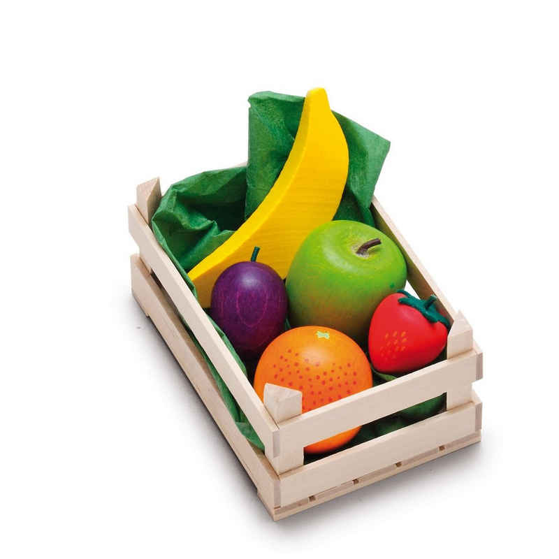 Erzi® Kaufladensortiment, (Set, 6-tlg), Sortiment in der Holzsteige Obst, klein Spielzeug-Lebensmittel