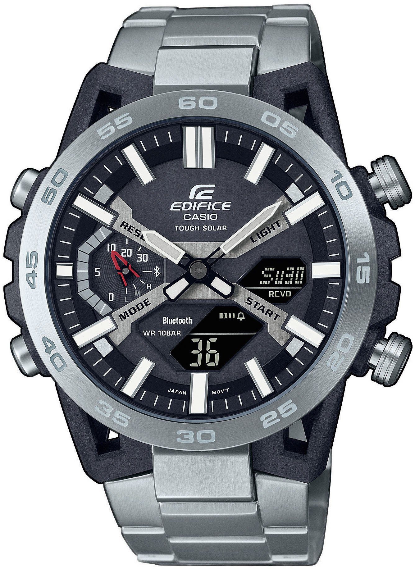 CASIO EDIFICE Smartwatch, Solaruhr,Armbanduhr,Herrenuhr,Bluetooth,Stoppfunktion,Edelstahlarmband