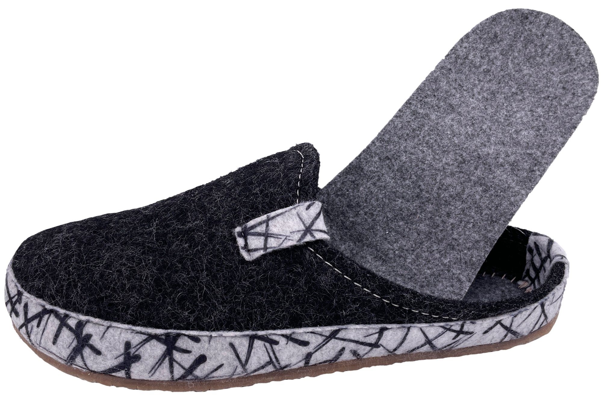 PADERO TONI-Striped Pantoffel Wollfilz Hausschuh – Bild 5 von 5