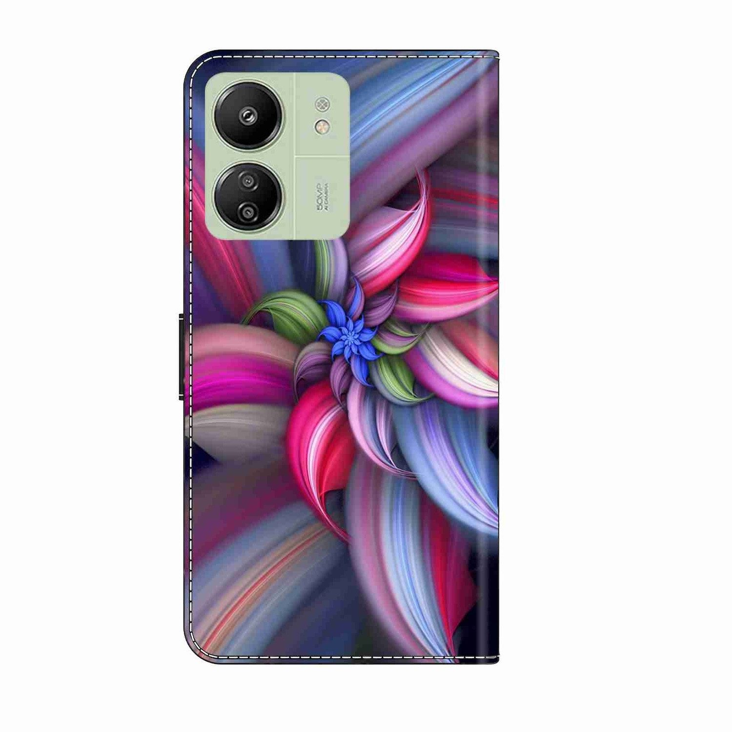 Wigento Handyhülle Für Xiaomi Redmi 13C Kunst-Leder Wallet Book Handy Tasche Motiv 17