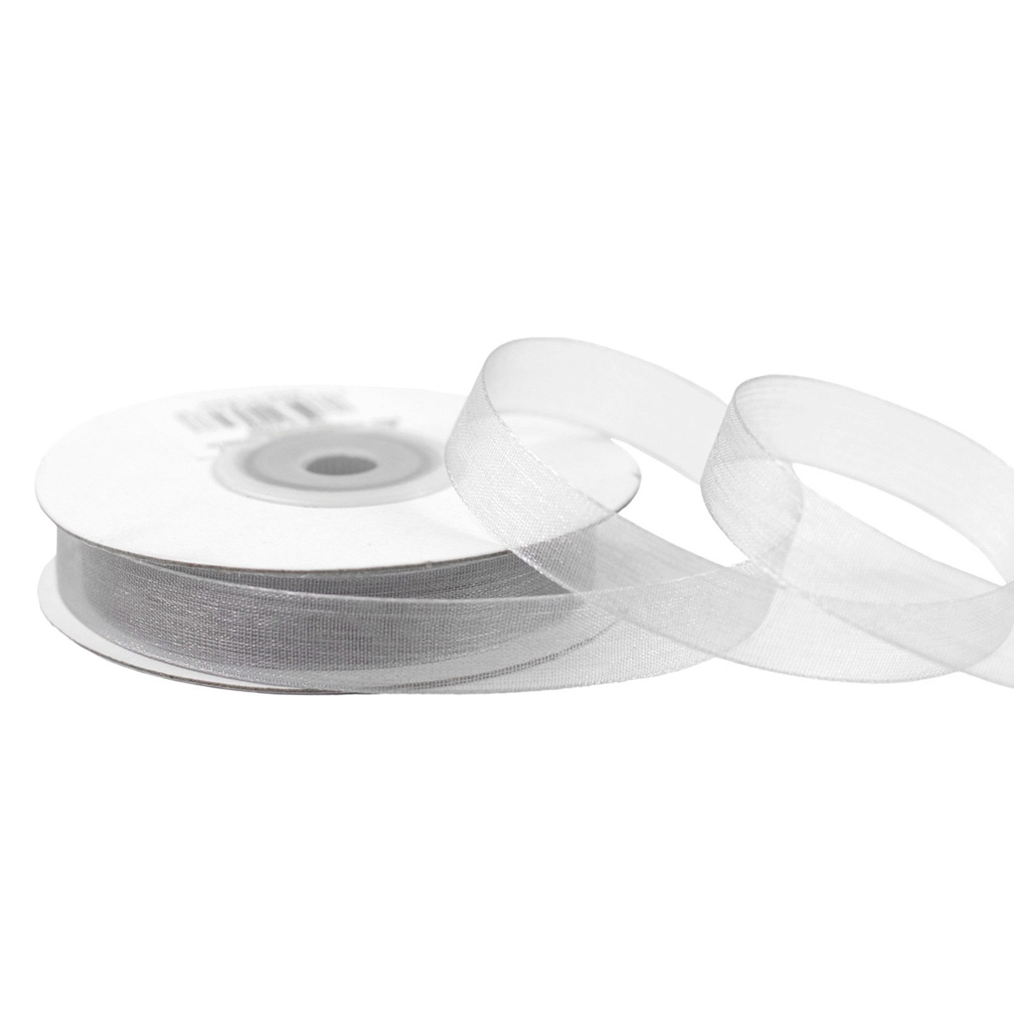 Creativery Organzaband, Organzaband 12mm x 25m Rolle Silber / Grau