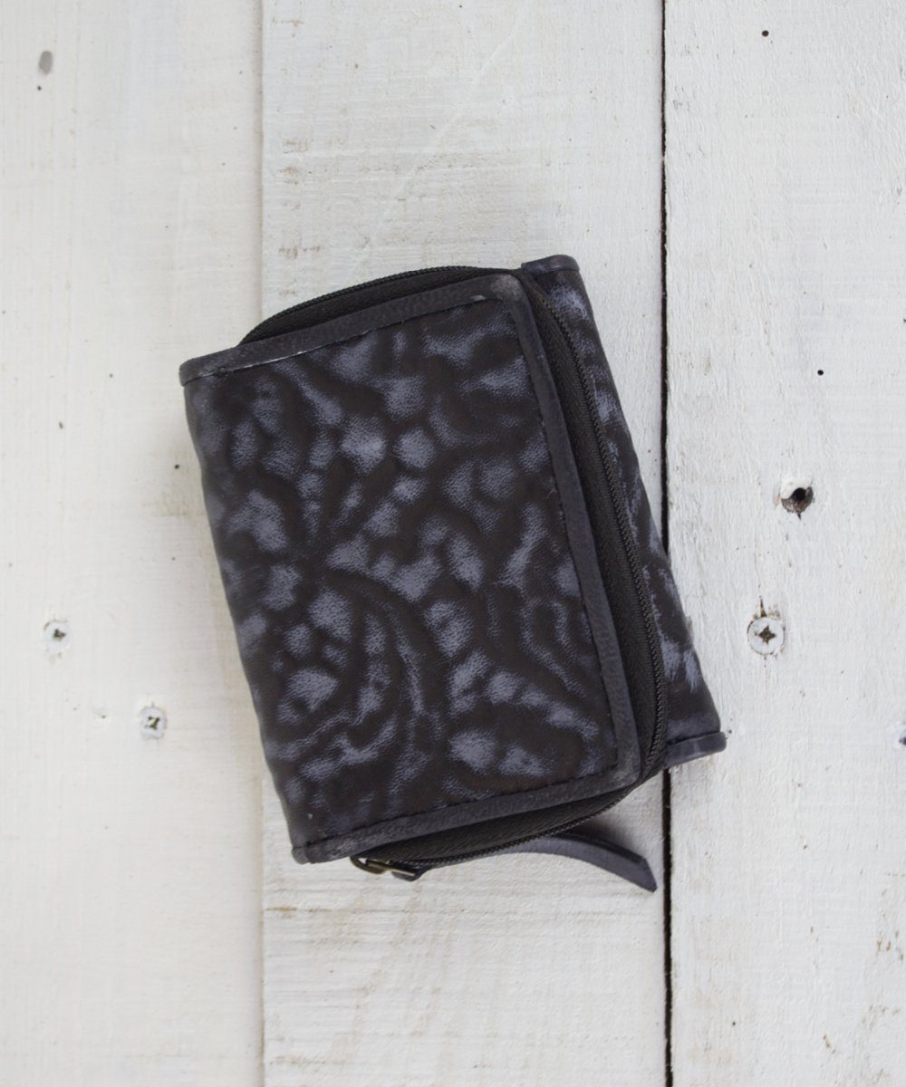 Mini Geldbeutel schwarz Leder Vintage Geldbörse Sunsa Damen, mit Style, Portemonnaie echt Leder, Brieftasche RFID-Schutz, zeitlos Vintage