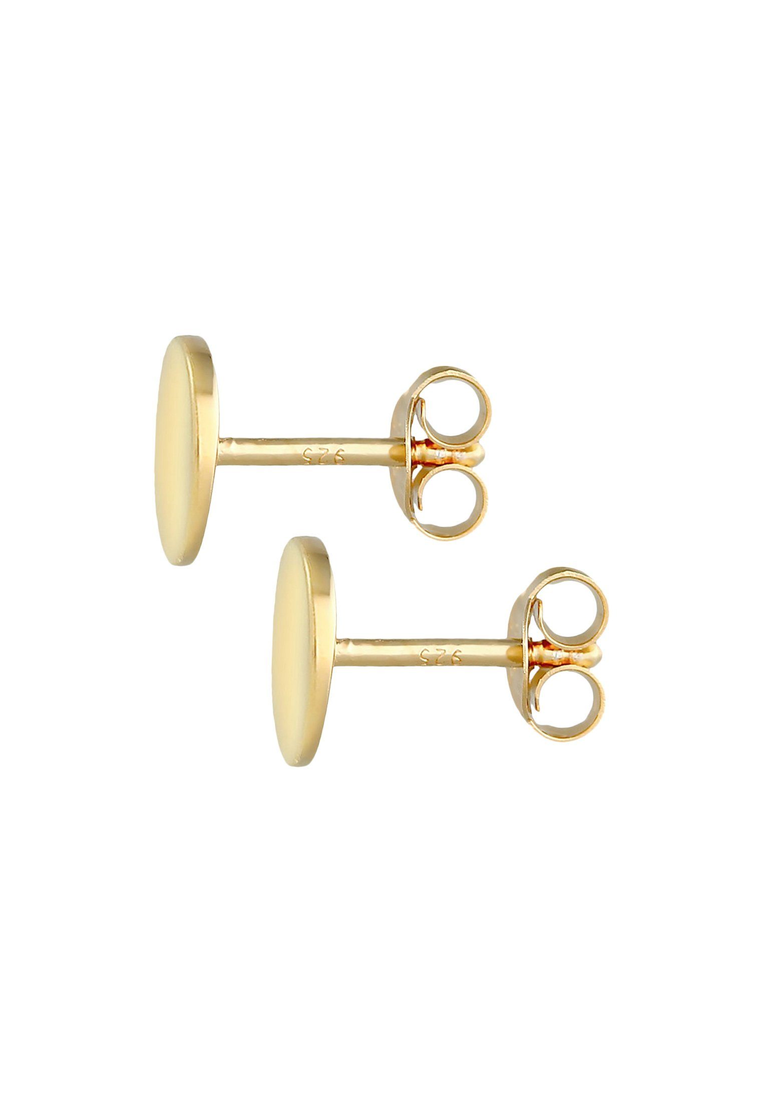 Elli Paar Ohrstecker Ohrstecker Plättchen Rund Glanz Basic 925er Silber, Geo