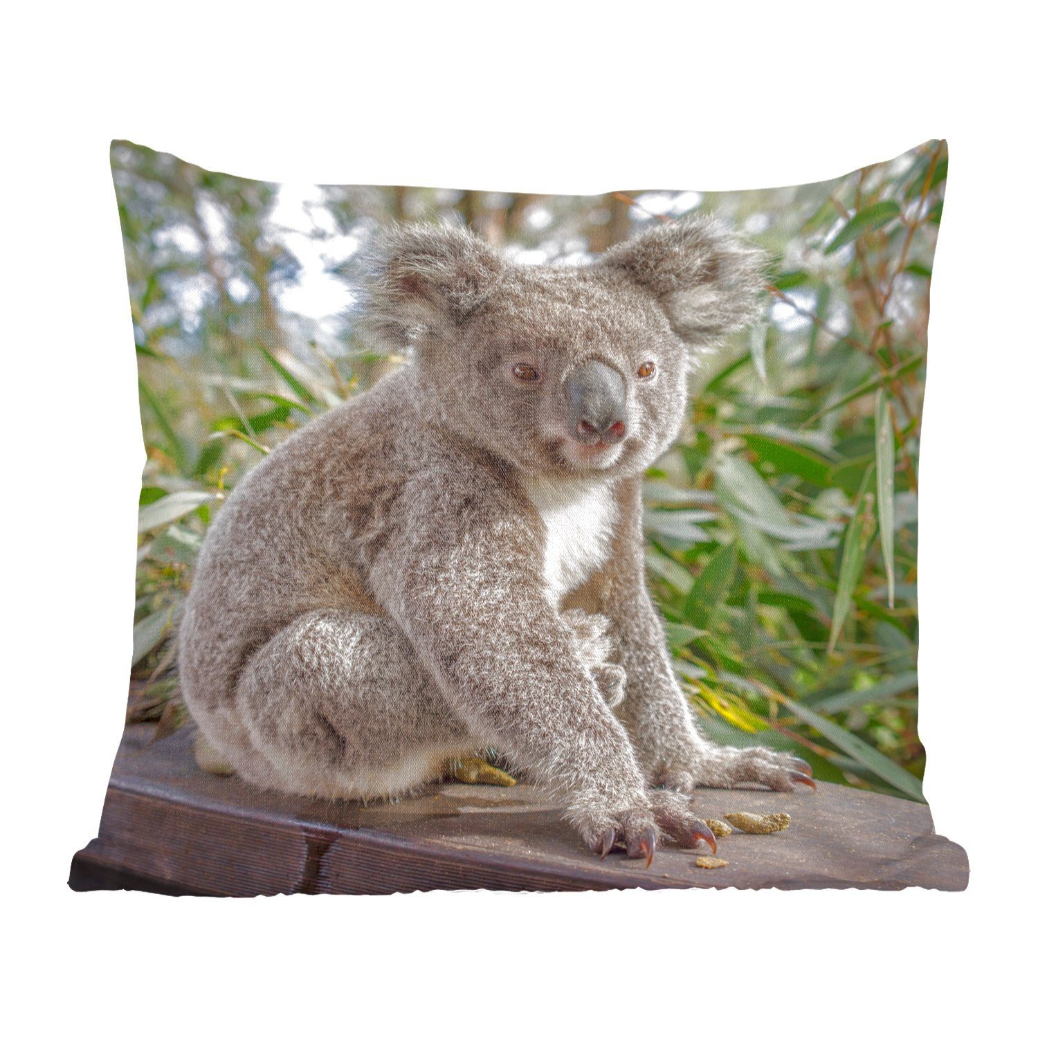 MuchoWow Dekokissen Koala - Holz - Pflanzen - Kinder - Jungen - Mädchen, Zierkissen mit Füllung für Wohzimmer, Schlafzimmer, Deko, Sofakissen