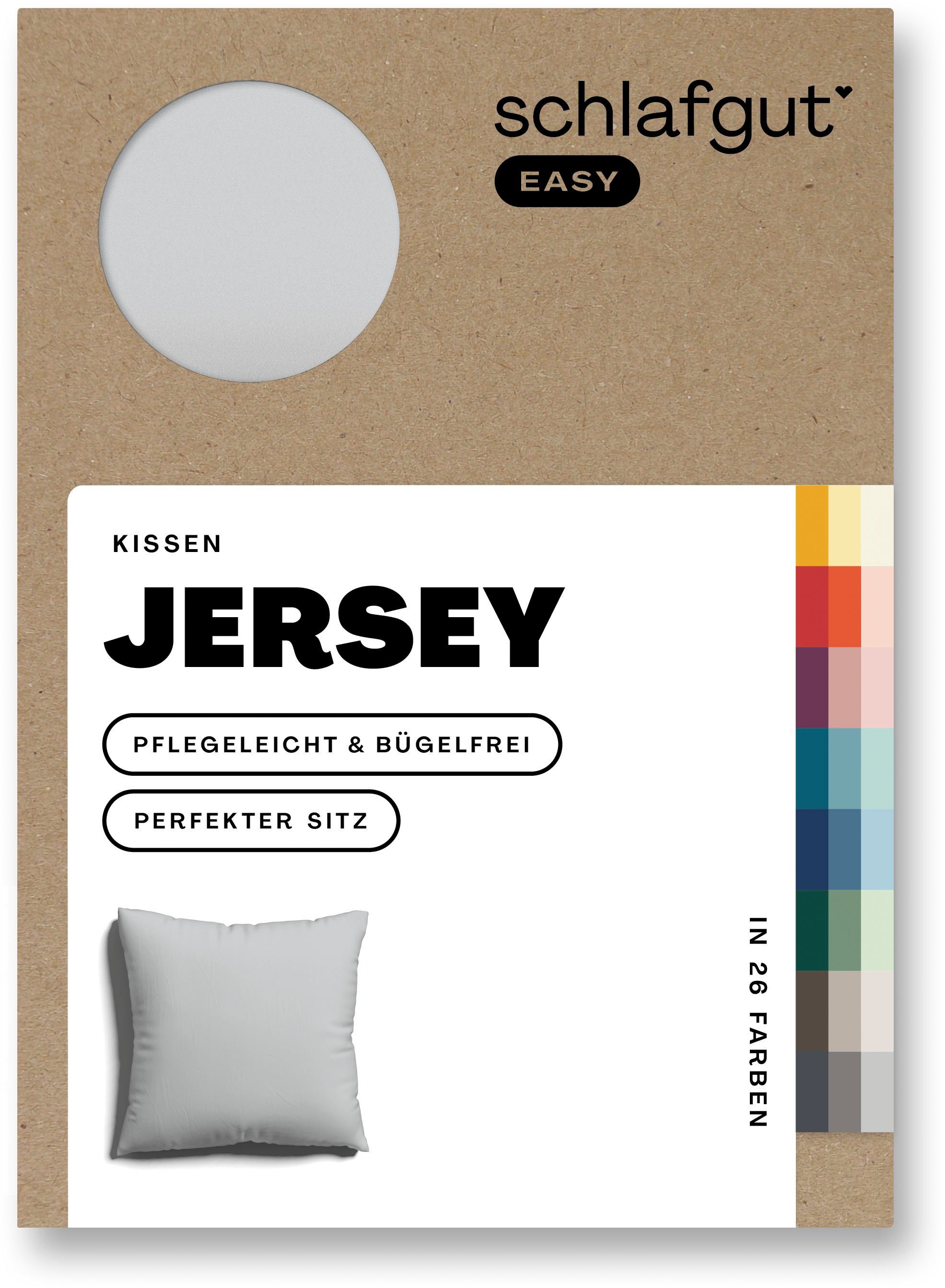 Schlafgut Kissenbezug EASY JERSEY Kissenhülle 100% Baumwolle, weicher Edel-Jersey, bügelfrei, (1 Stück), mit farblich angepasstem Reißverschluss, pflegeleicht, formstabil