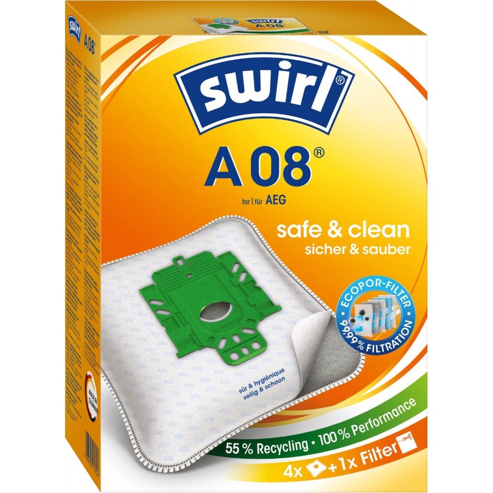 Swirl Staubsaugerbeutel A 08 EcoPor - Staubsaugerbeutel - weiß, passend für AEG