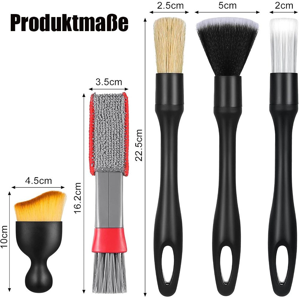 AFKSMILE Autowaschbürste Auto Pinsel, 7 Stück Reinigungspinsel Auto Set, Auto reinigungspinsel, (7-tlg), Zur Reinigung von Felgen, Autoinnenräumen, Lüftungsschlitzen