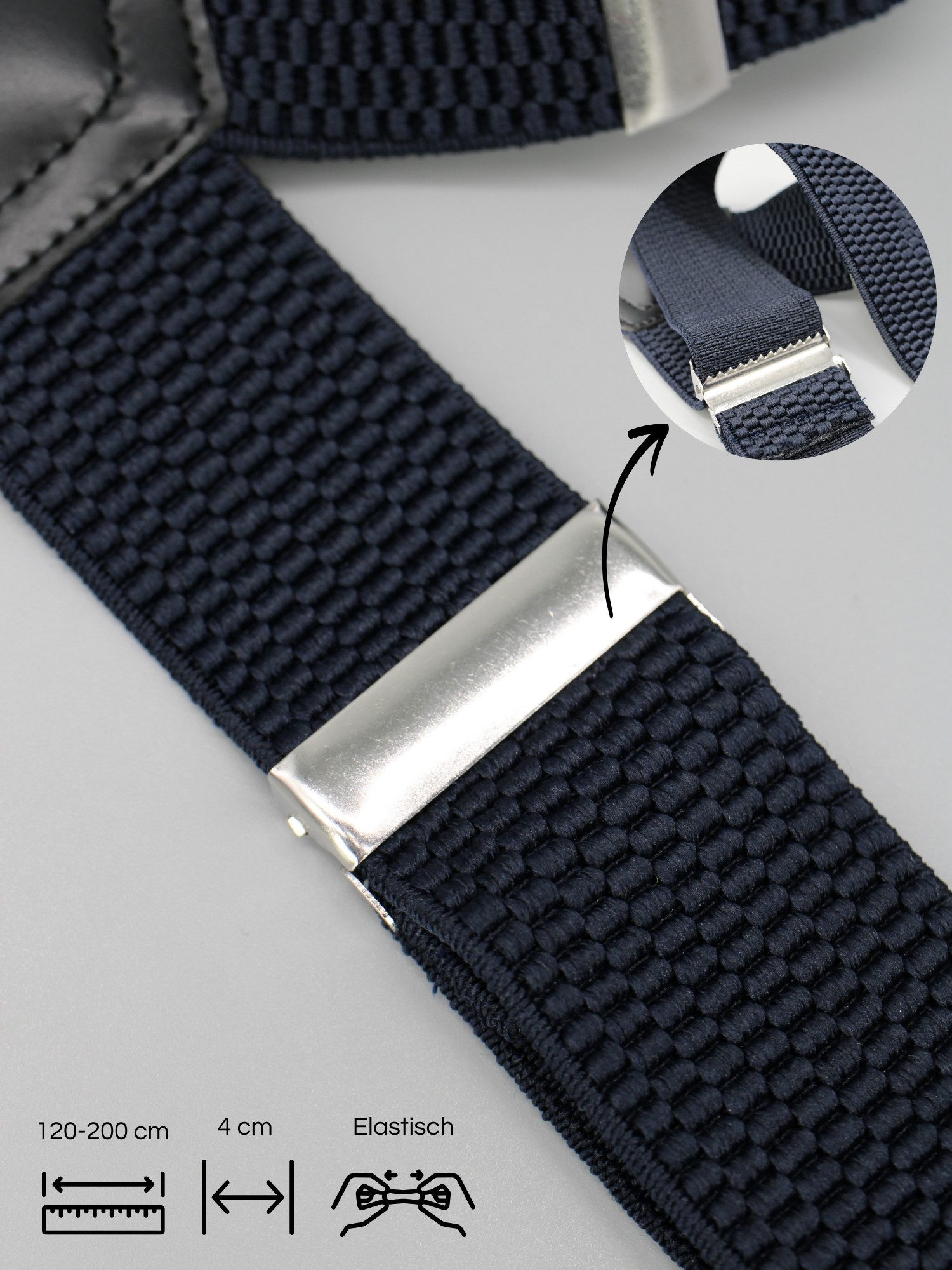 ANTALUX Hosenträger Y-Form – Elastisch & Verstellbar - Breite 4 cm, mit Metallclips 14 verschiedene Farben – Bild 4 von 4