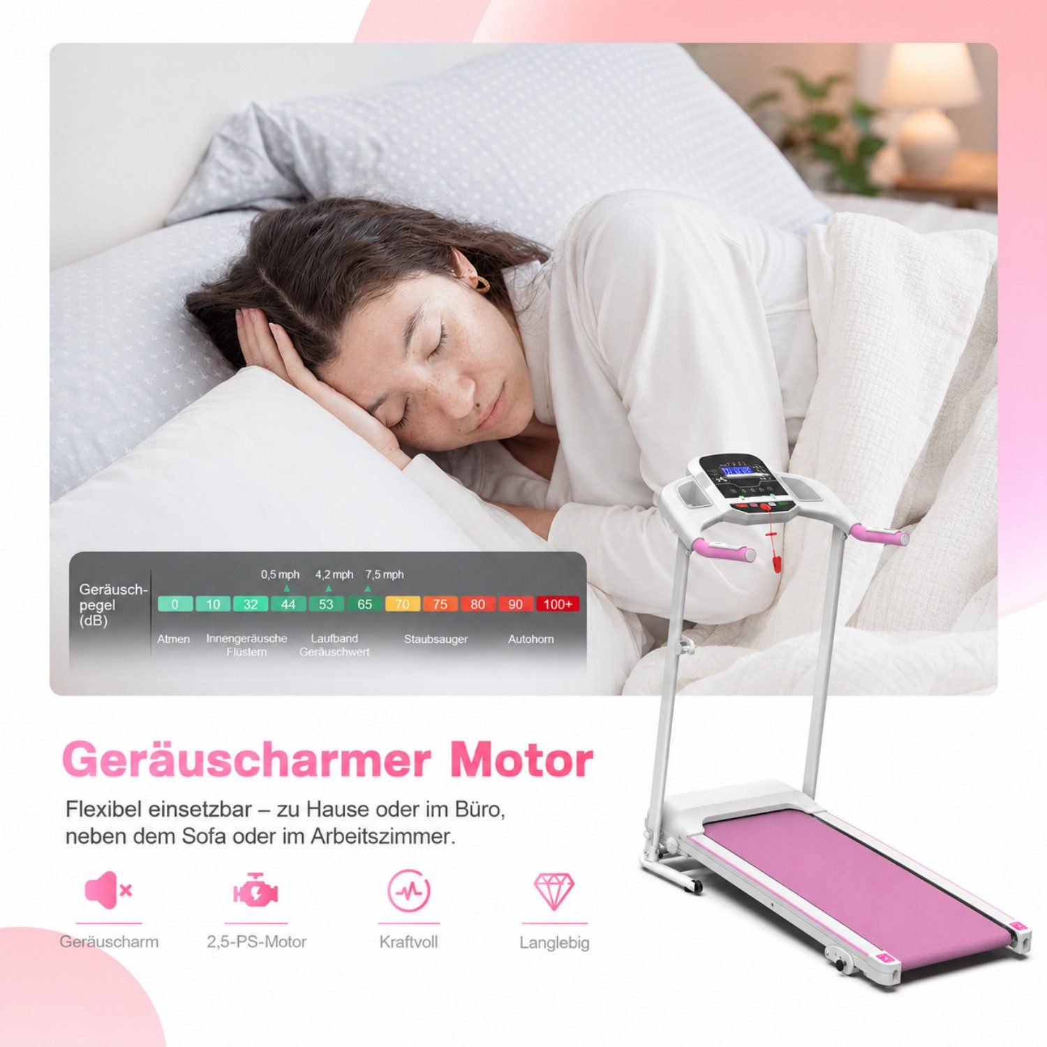 ANYSUN Laufband Klappbare Laufbänder für zu Hause, tragbares elektrisches Laufband (Laufband mit Steigungsverstellung, und Griffen 2,5 PS kleines Laufband für zu Hause), mit LED-Display.,elektrisches Laufband für Homeoffice und Wohnbereich