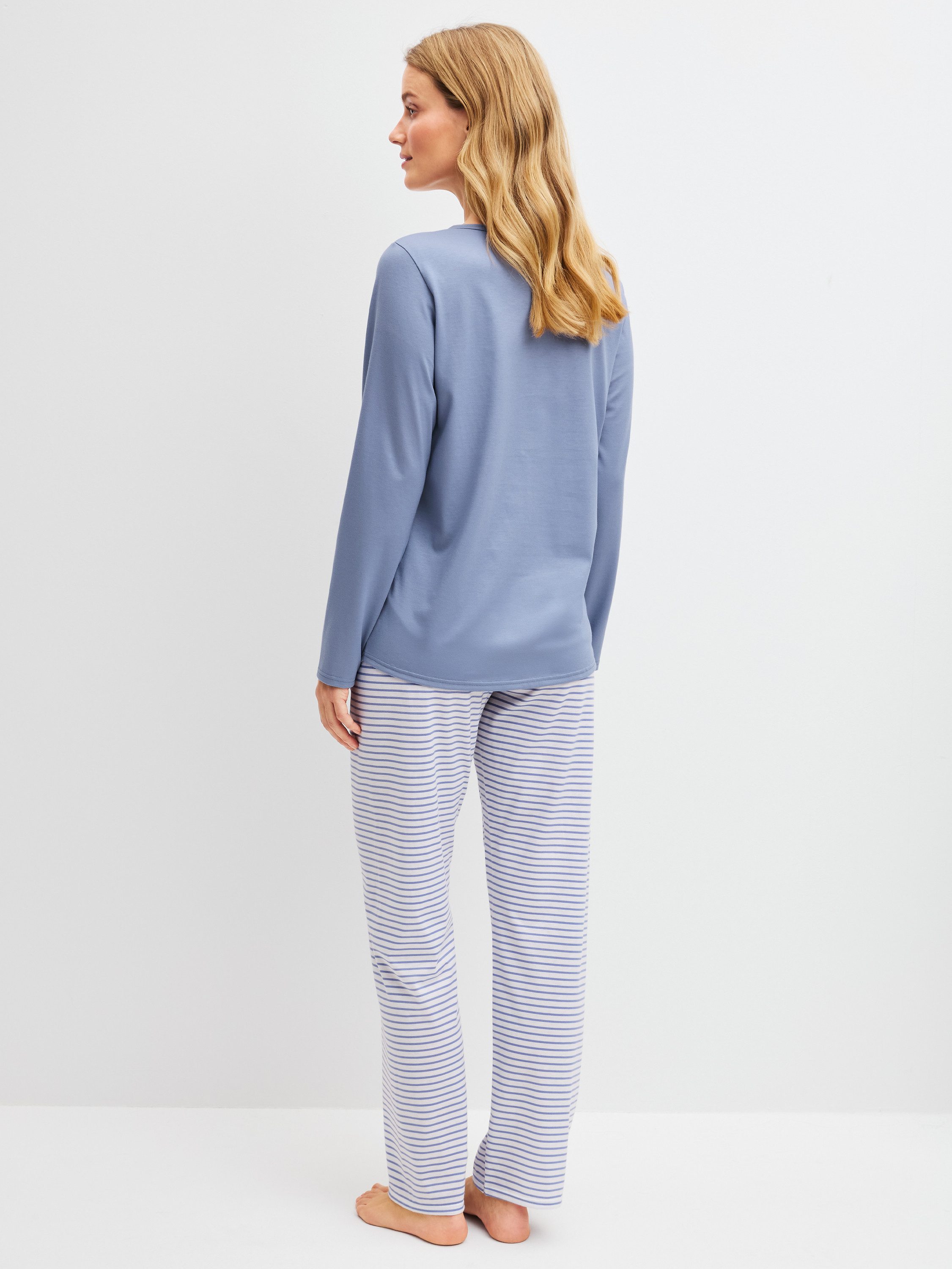 CALIDA Pyjama Graphic Nights Damen (2 tlg) weich, atmungsaktiv, komfortabel, elastischer Hosenbund