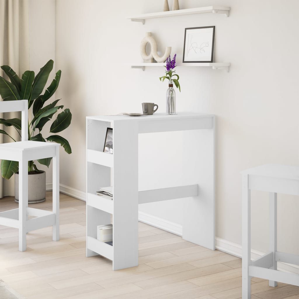 vidaXL Esstisch Bartisch mit Regal Weiß günstig online kaufen