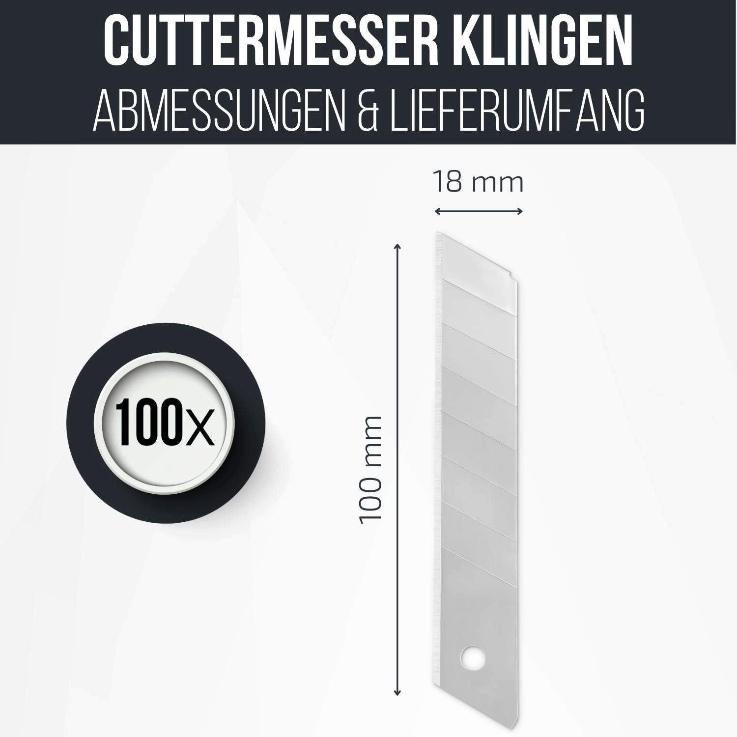18mm Filzada 100x Abbrechklingen Cutterklingen Klingen Silber Cuttermesser Cuttermesser