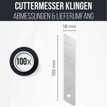 Filzada Cuttermesser 100x Cuttermesser Klingen 18mm Silber Abbrechklingen Cutterklingen