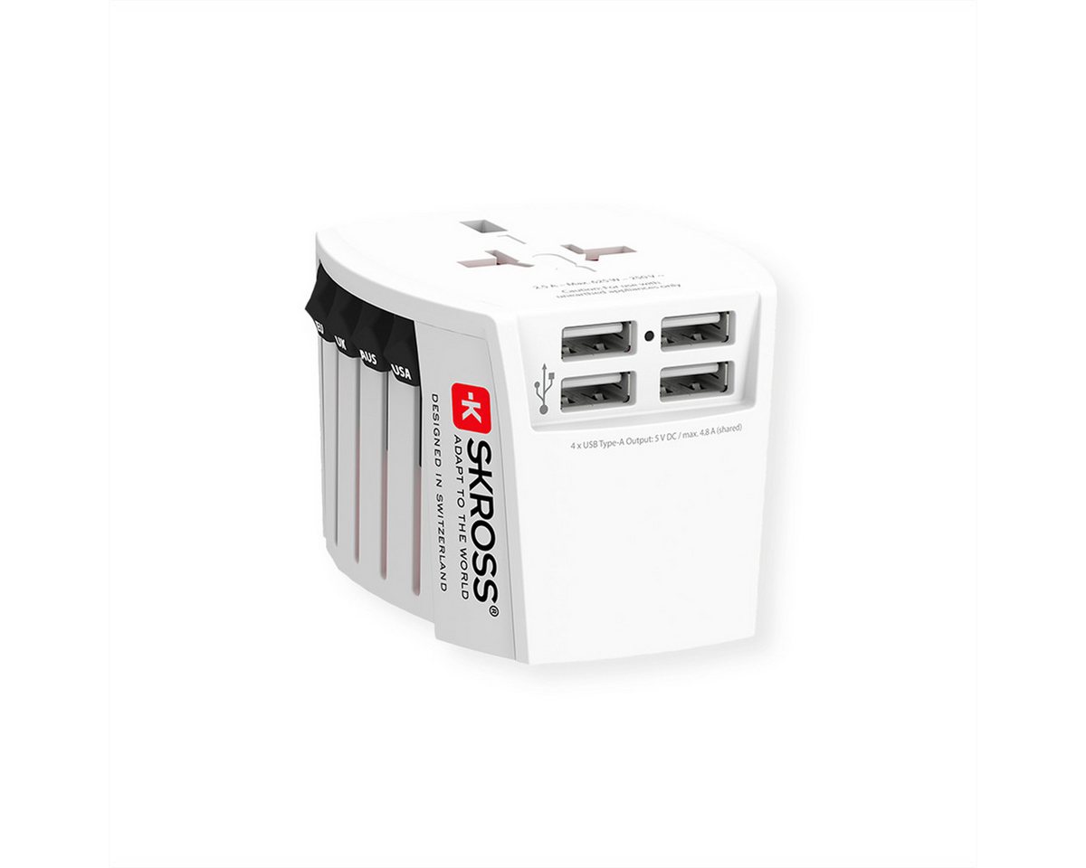 SKROSS MUV USB 4xA Universal Reiseadapter Stromadapter, Weltweit