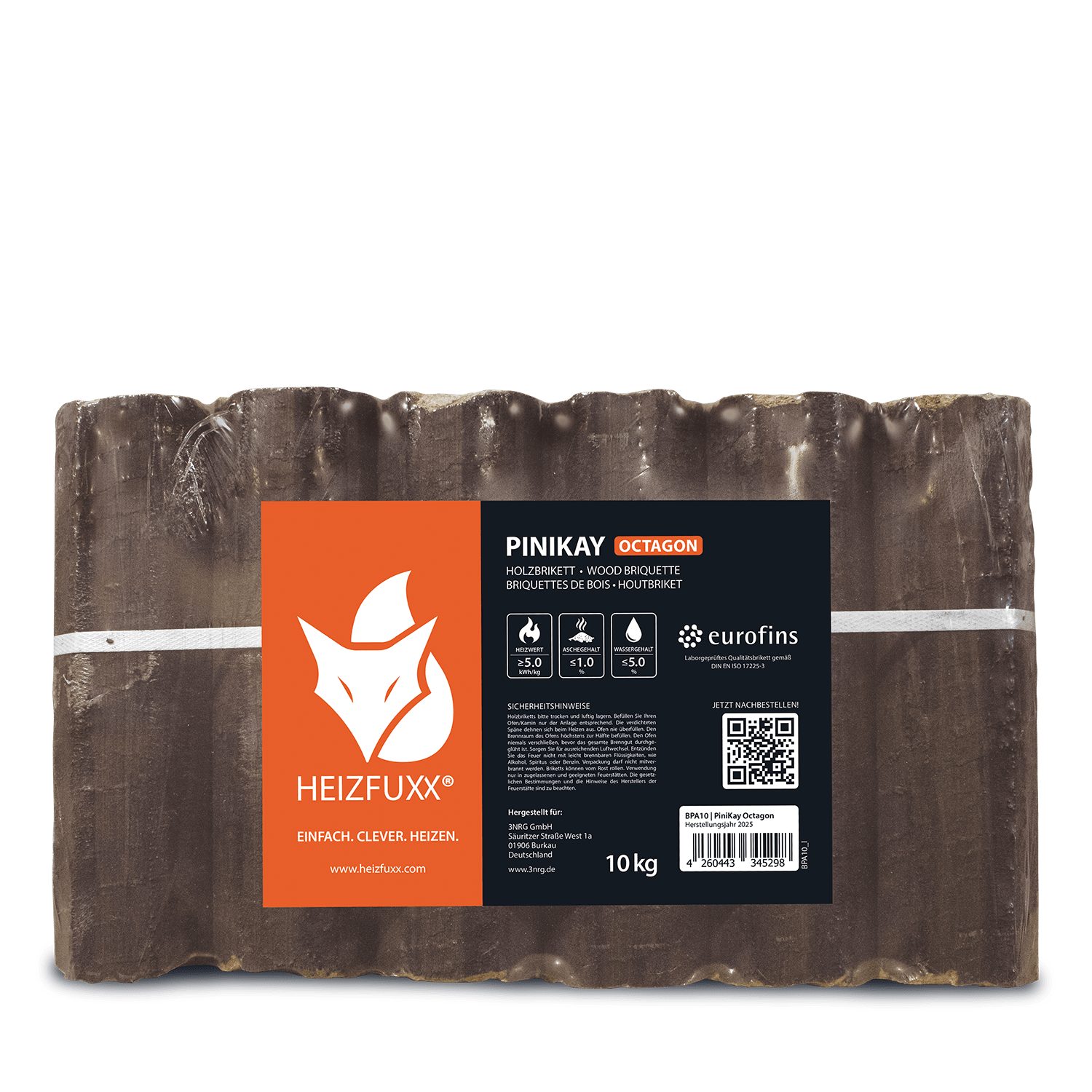 HEIZFUXX Holzbriketts PiniKay Octagon, 960 kg, (Palette, 96-St)