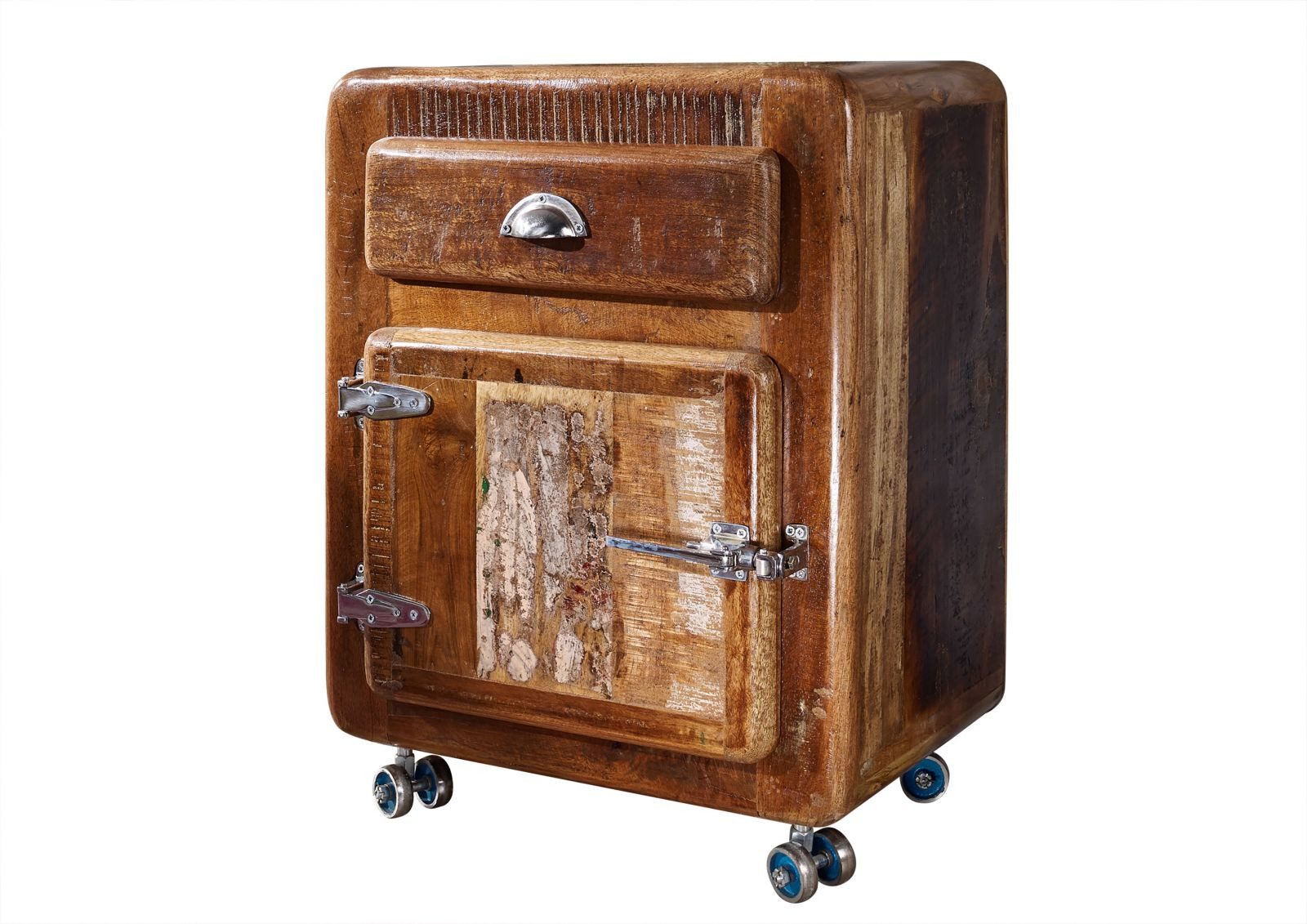 Massivmoebel24 Rollcontainer, (Rollcontainer Altholz 55x38x70 mehrfarbig lackiert FREEZY #143), Rollcontainer Altholz 55x38x70 mehrfarbig lackiert FREEZY #143