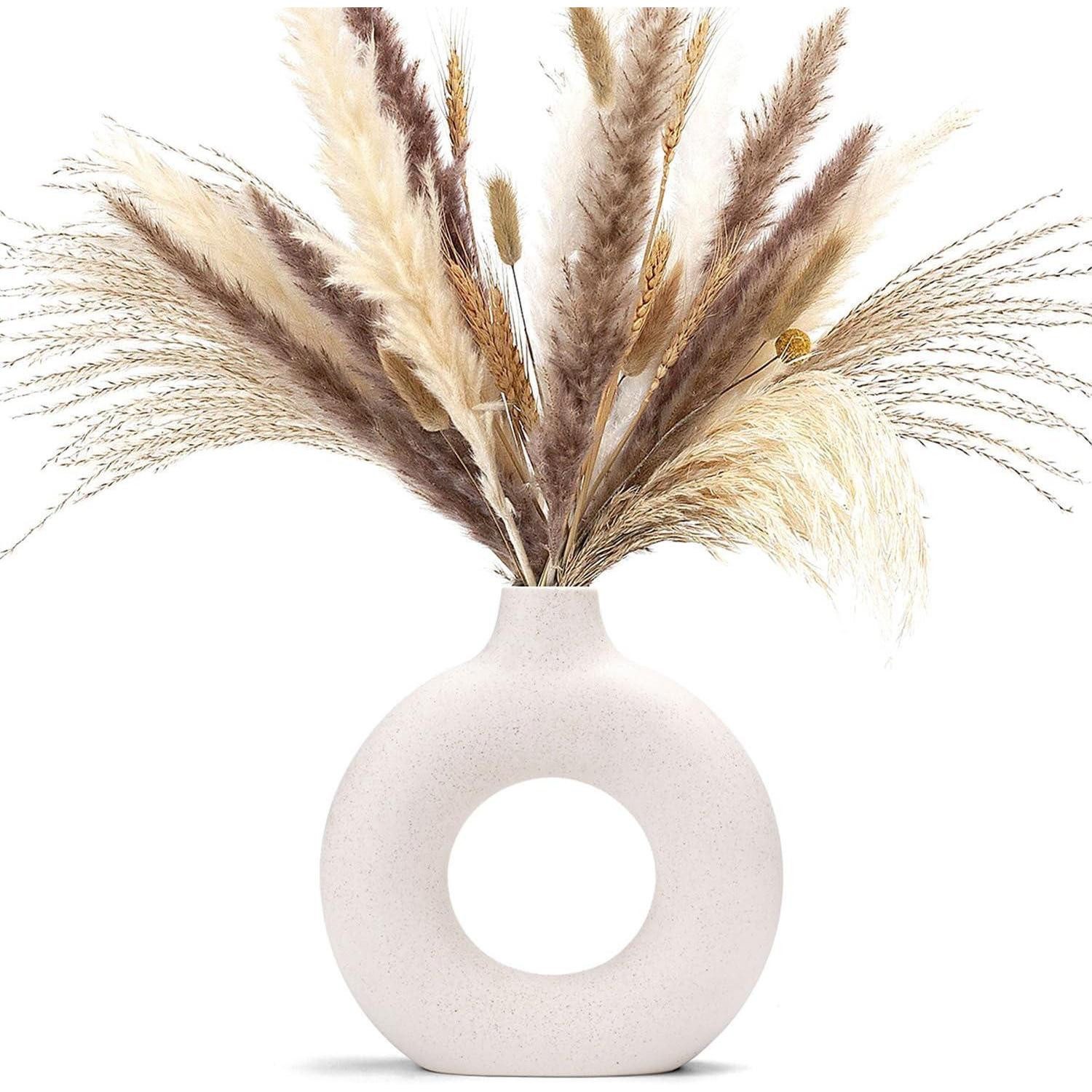 LuxusKollektion Dekovase Vasen Pampasgras Keramik Blumen Deko Vasenset M Beige