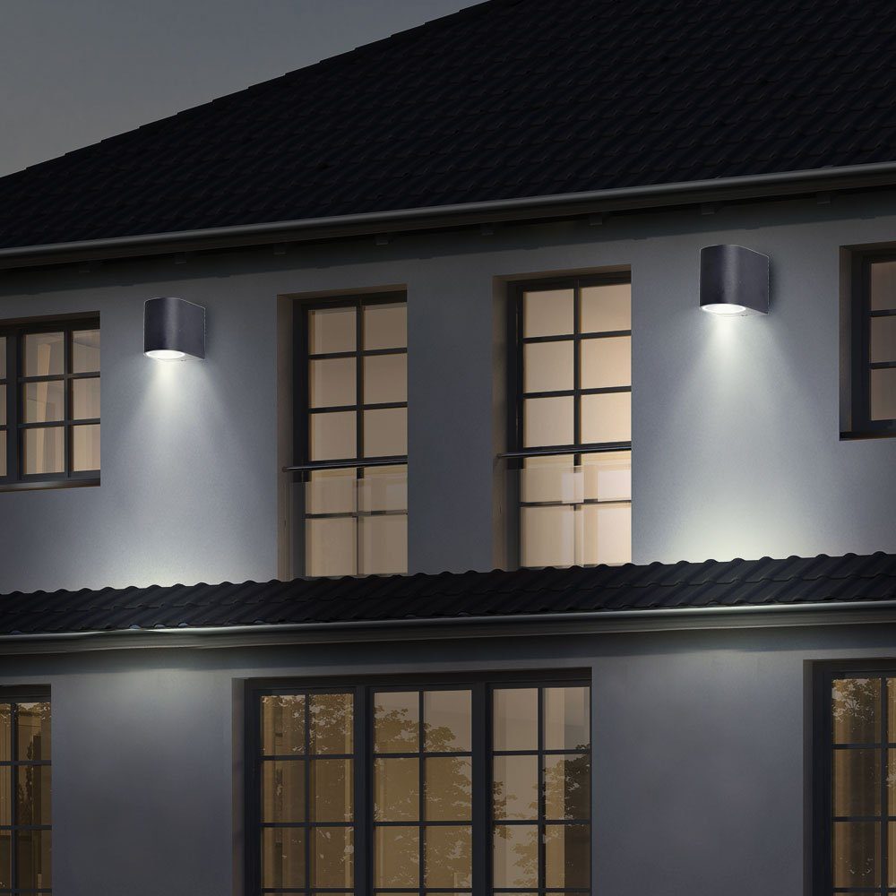 Außen-Wandleuchte, Lampen nicht schwarz Strahler Leuchtmittel Außenbereich Down Wand Set Alu inklusive, 3er etc-shop