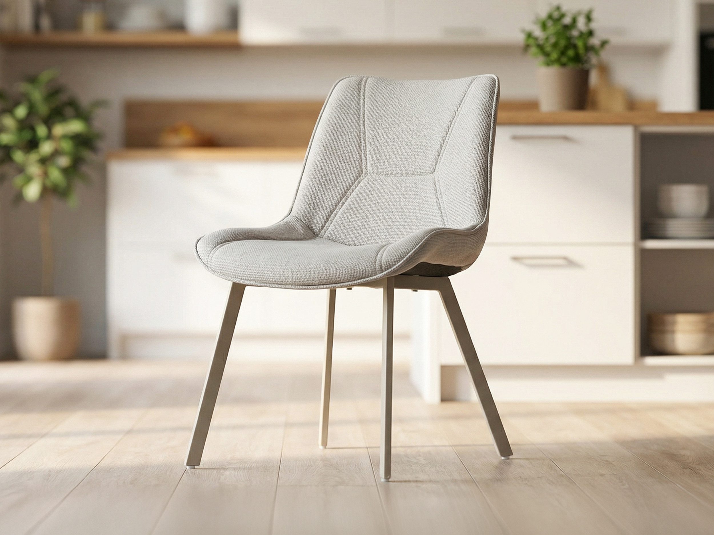Die Möbelfundgrube® Polsterstuhl Esszimmerstuhl Webstoff grau, fest gepolstert »MILA«, Metallgestell cashmere · dekorative Steppung