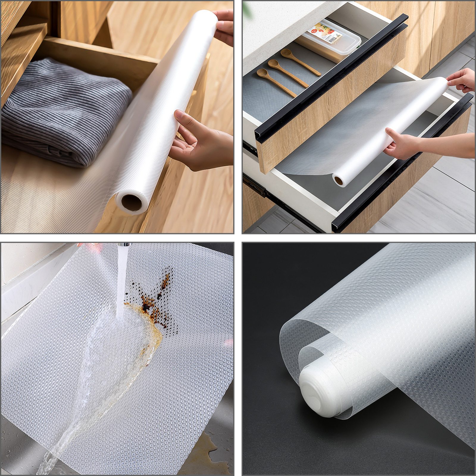 Clanmacy Schubladenmatte 2pcs Schubladen Anti Rutsch Matte Antirutschmatte zuschneidbar 500cm – Bild 5 von 5