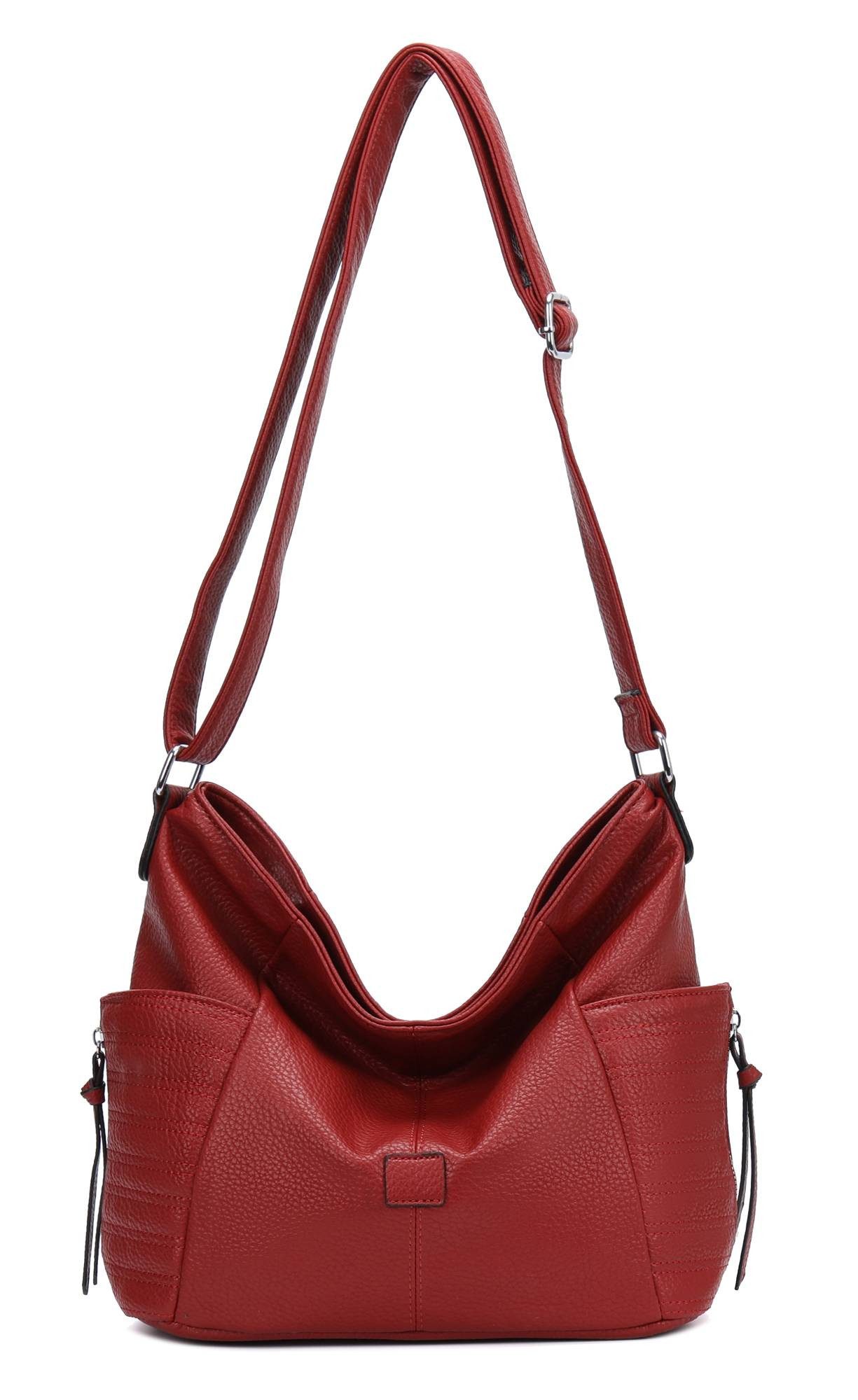 ITALYSHOP24 Schultertasche Damen Tasche Shopper CrossOver, als Handtasche, Umhängetasche, Hobo Bag tragbar