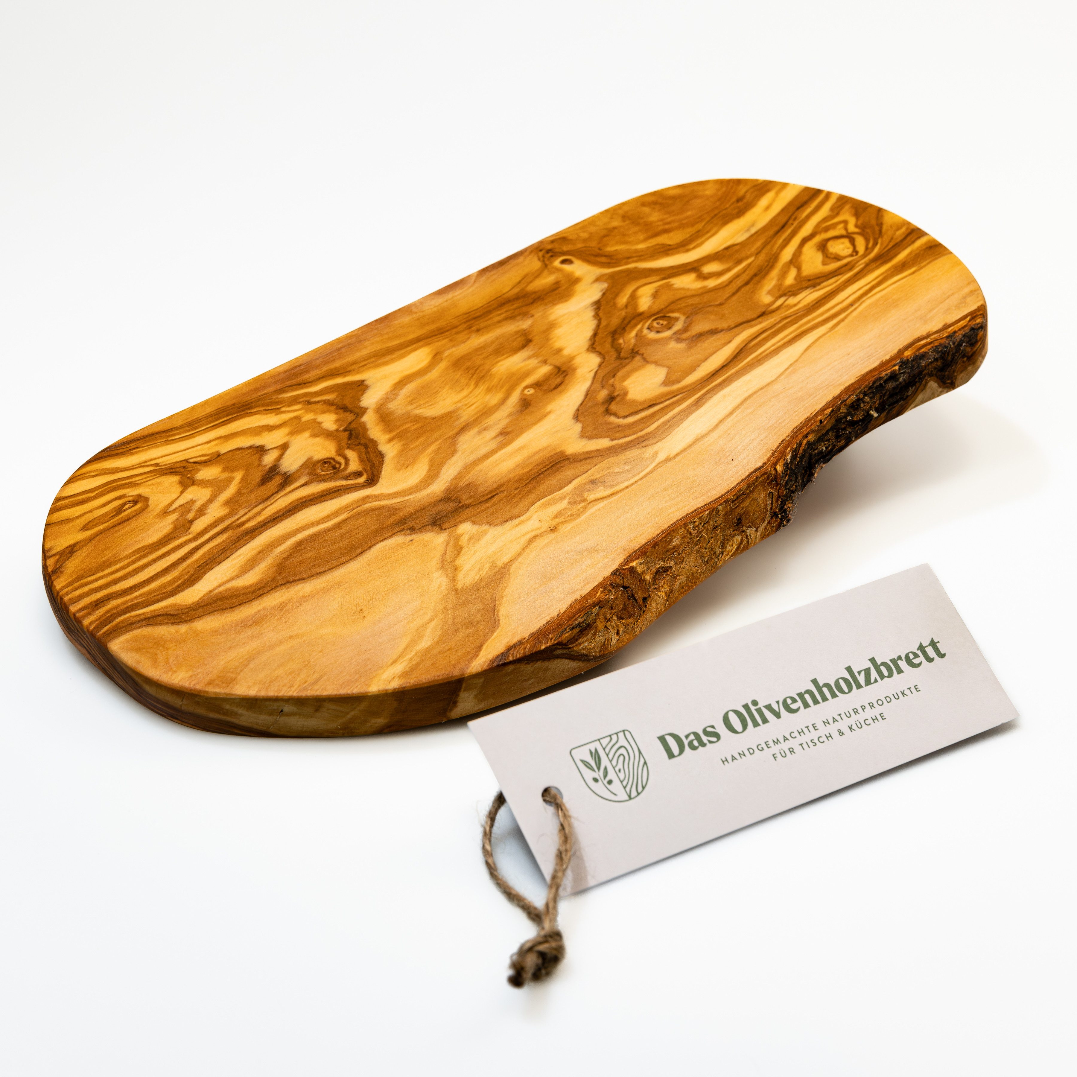 dasOlivenholzbrett Servierbrett Brotzeitbrett aus Olivenholz im Naturschnitt